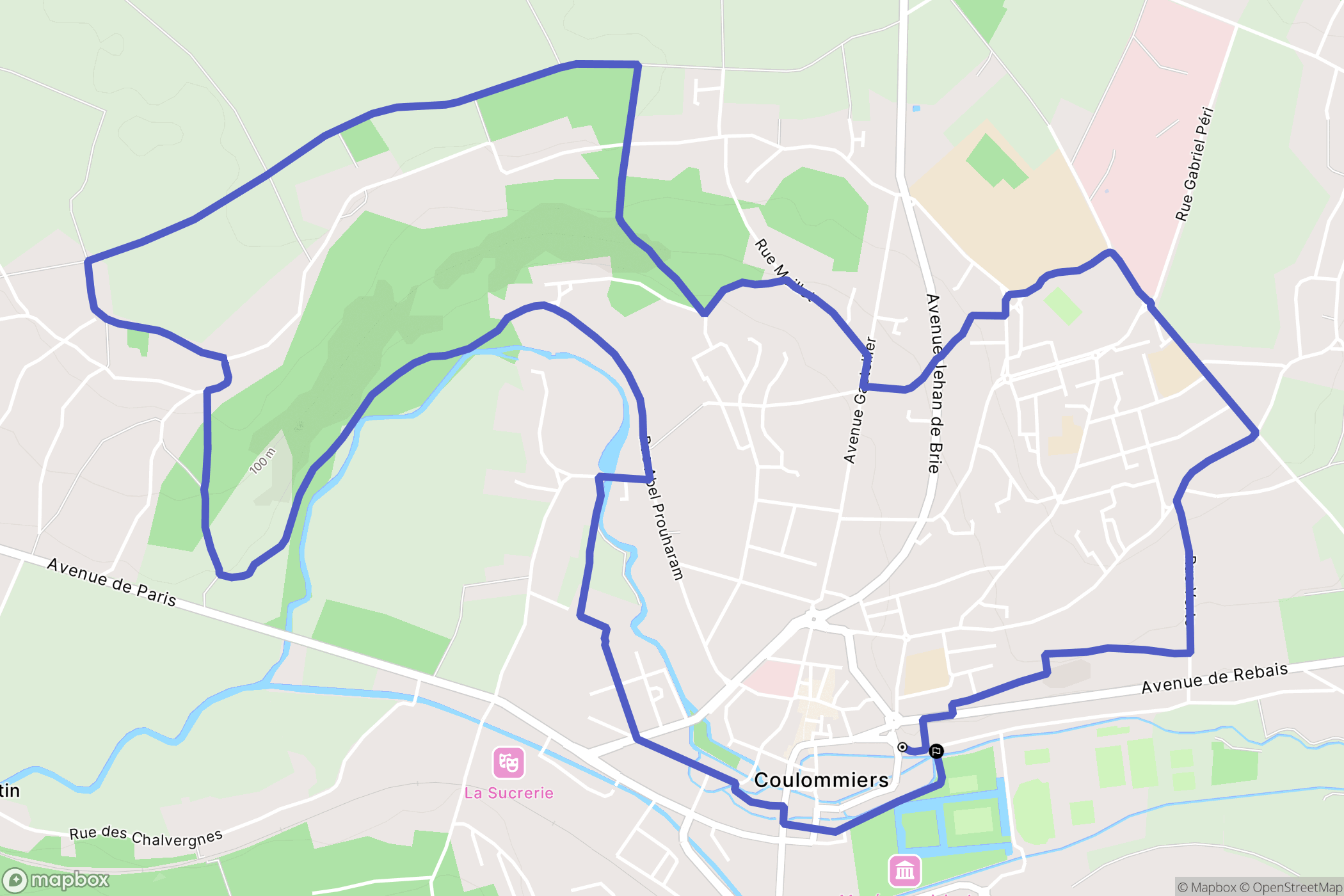 Coulommiers : carte du parcours de randonnée - France