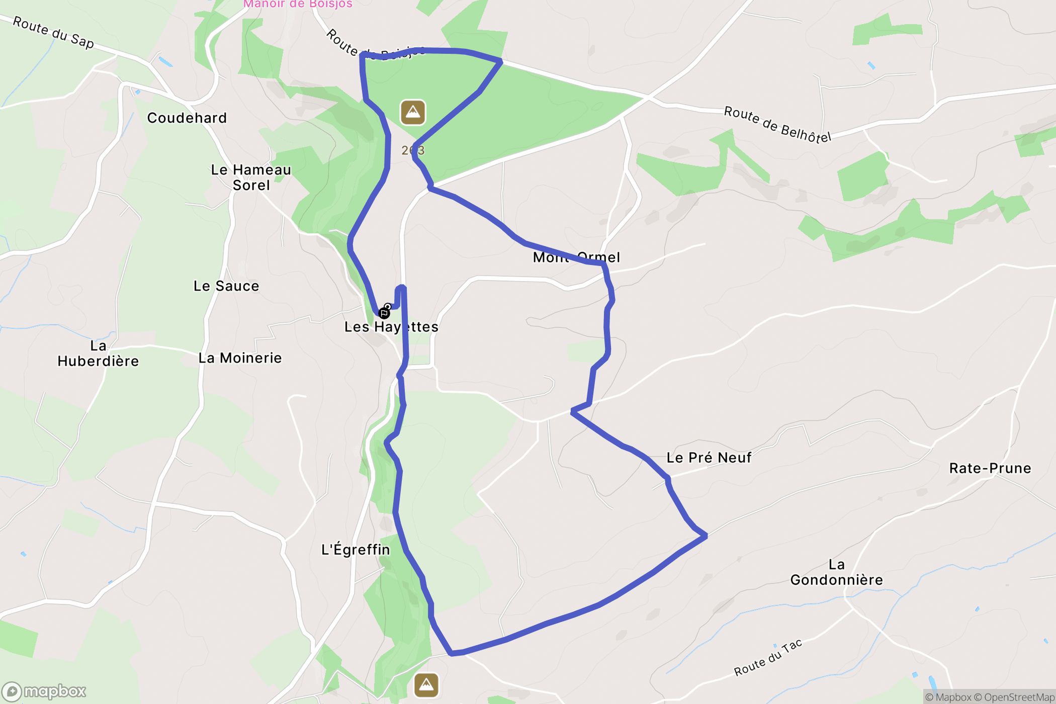 Mont-Ormel : carte du parcours de randonnée - France
