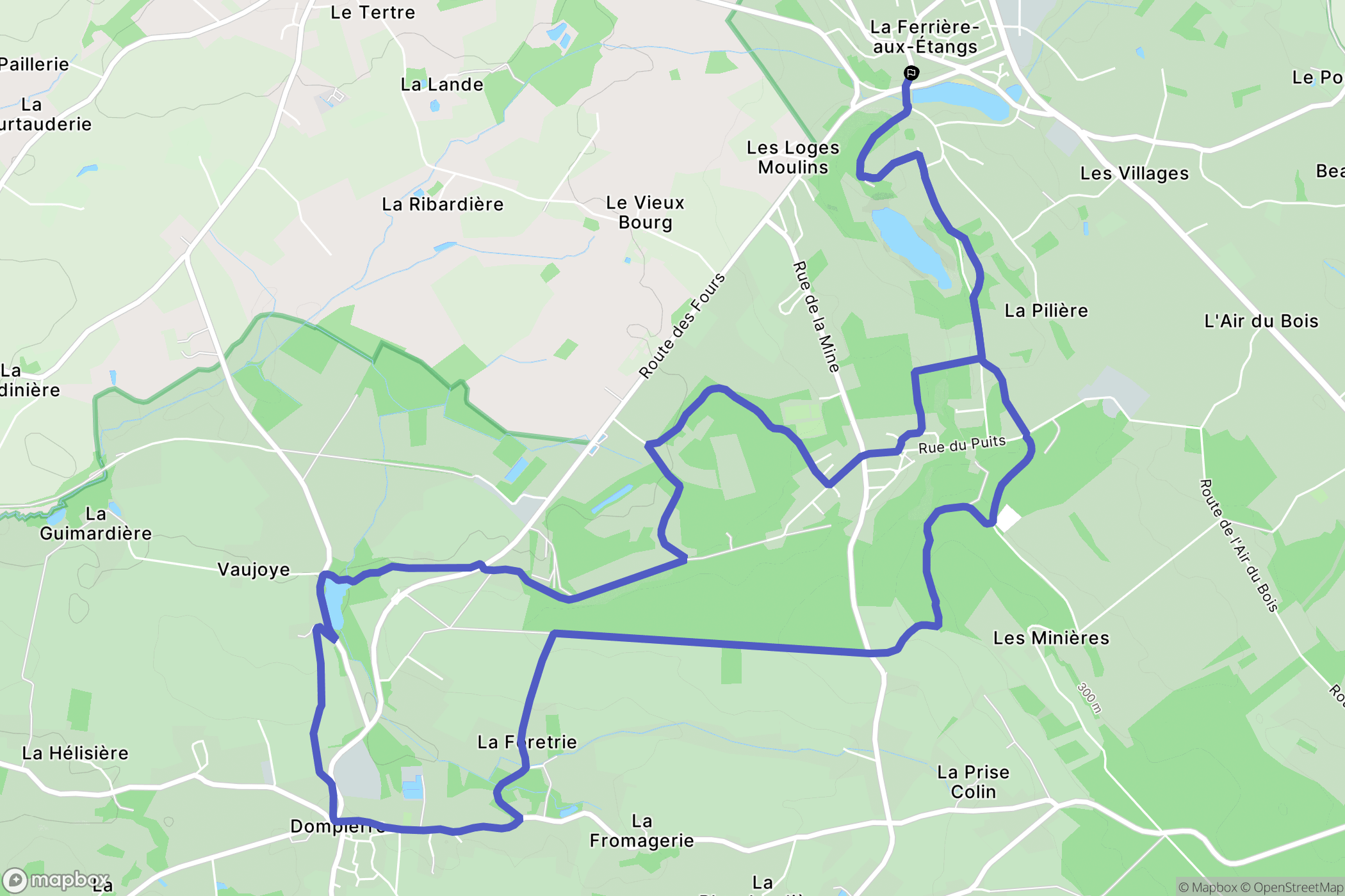 La Ferrière-aux-Étangs : carte du parcours de randonnée - France