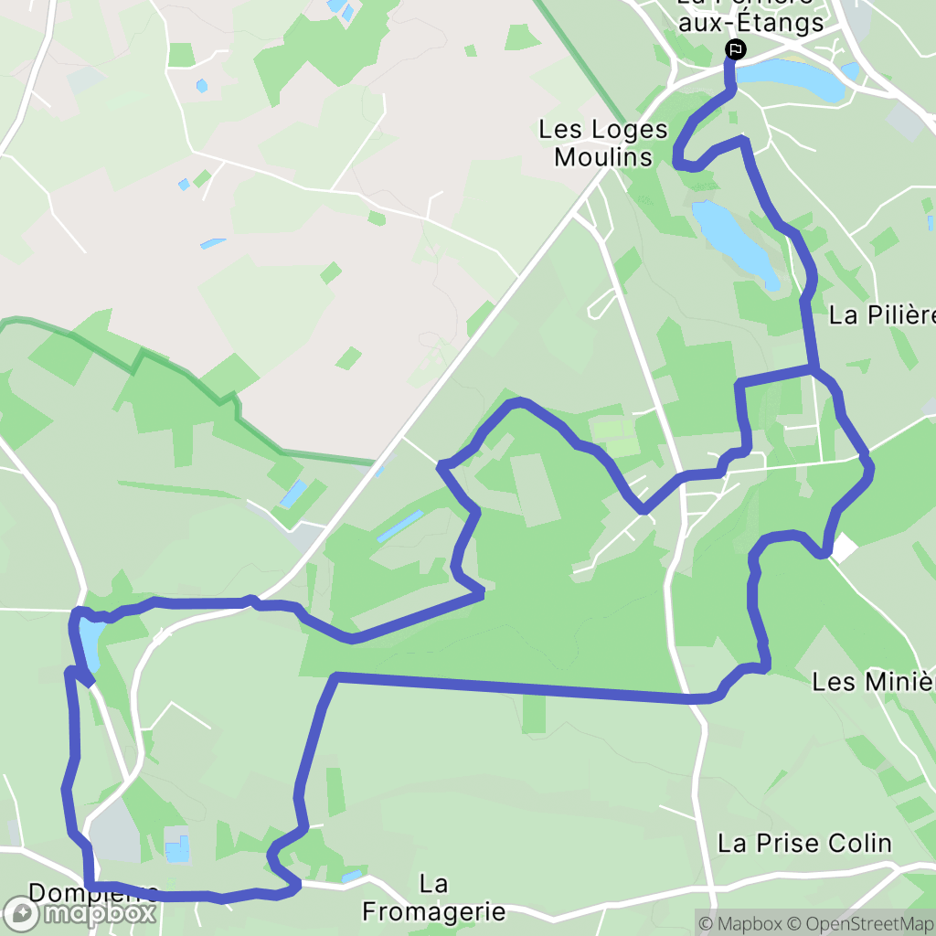 La Ferrière-aux-Étangs : carte du parcours de randonnée - France