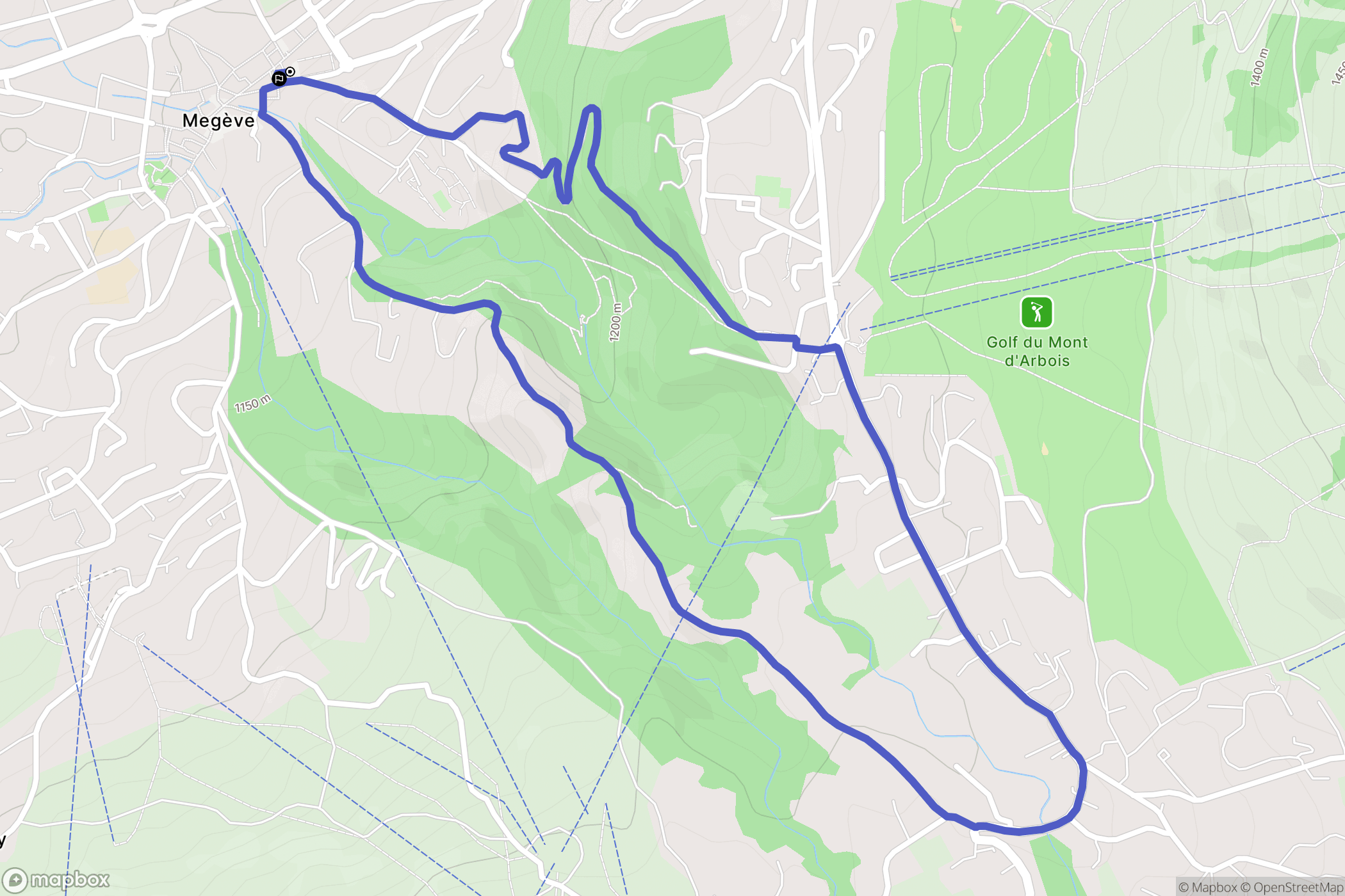Megève : carte du parcours de randonnée - France