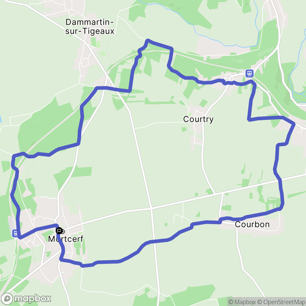 Mortcerf : carte du parcours de randonnée - France