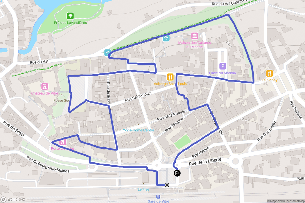 Vitré : carte du parcours de randonnée - France