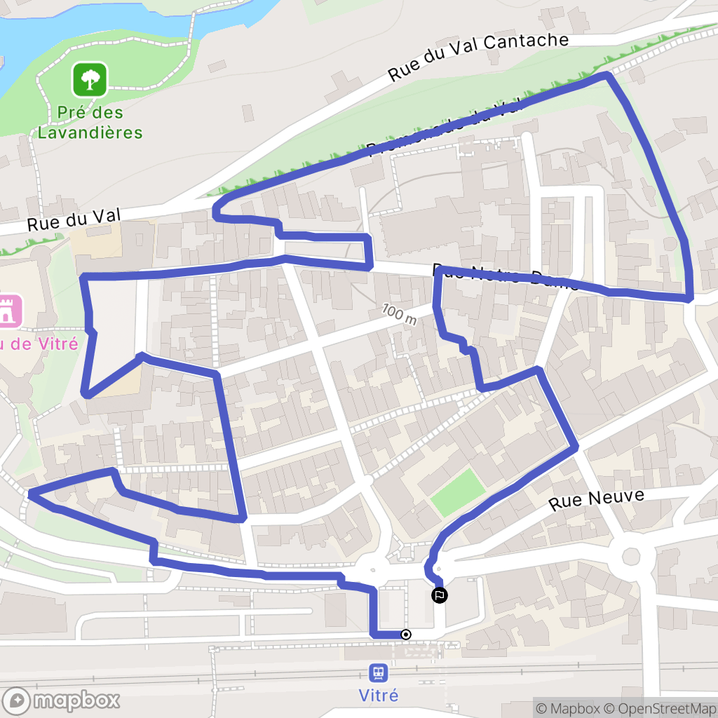 Vitré : carte du parcours de randonnée - France