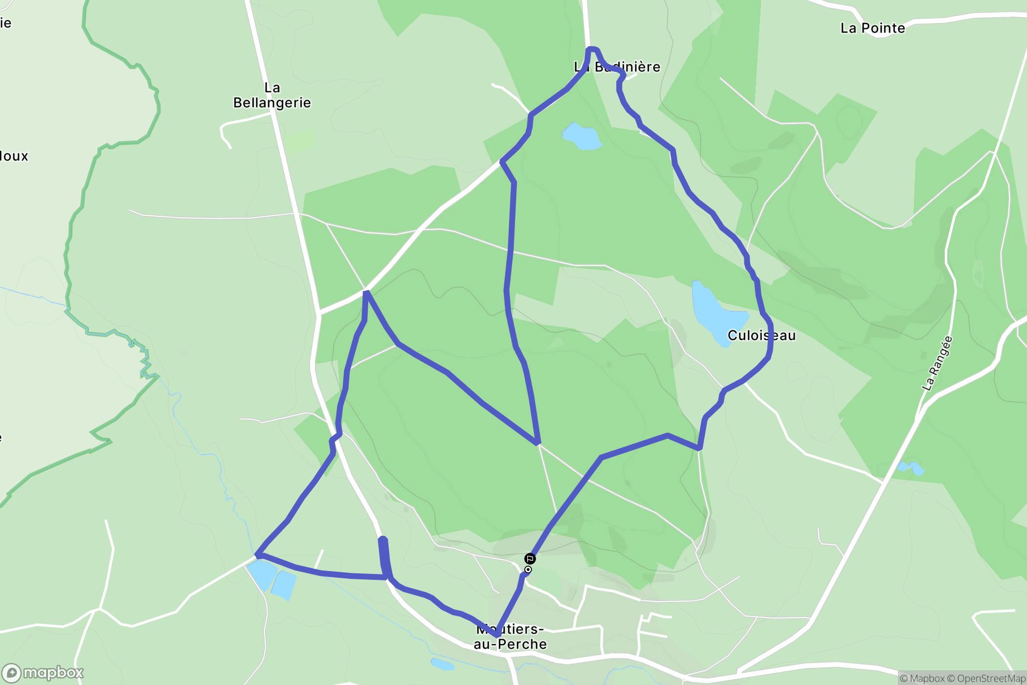 Moutiers-au-Perche : carte du parcours de randonnée - France