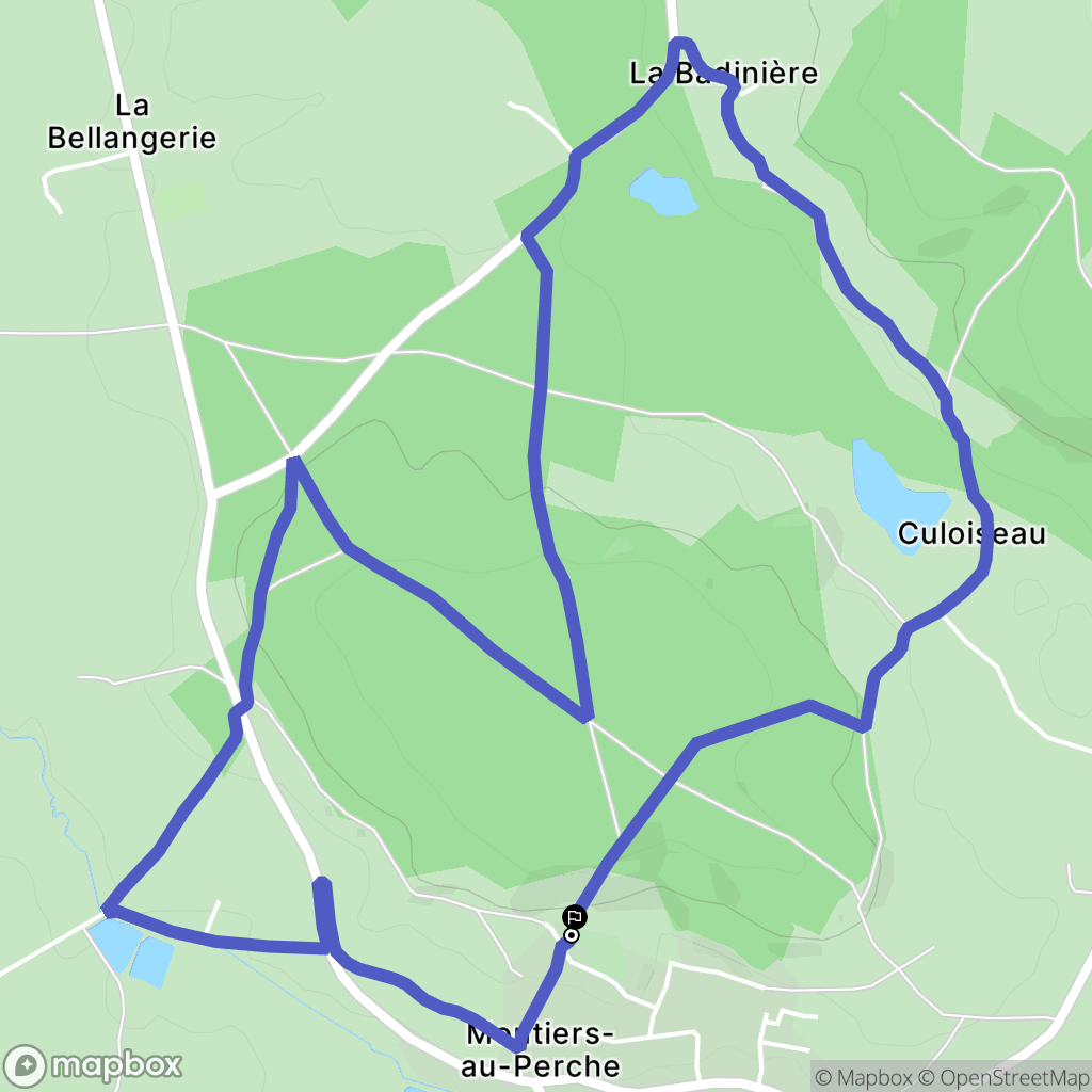Moutiers-au-Perche : carte du parcours de randonnée - France