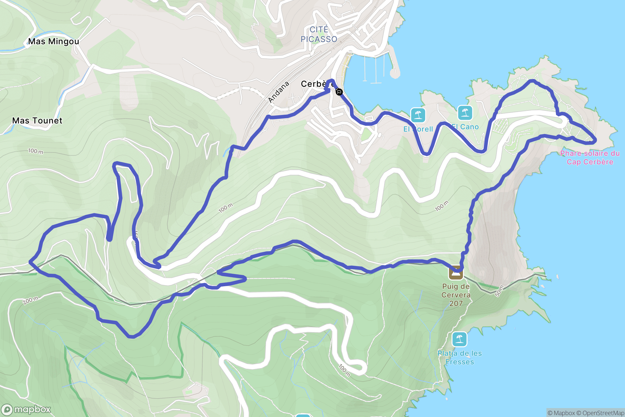 Banyuls-sur-Mer : carte du parcours de randonnée - France