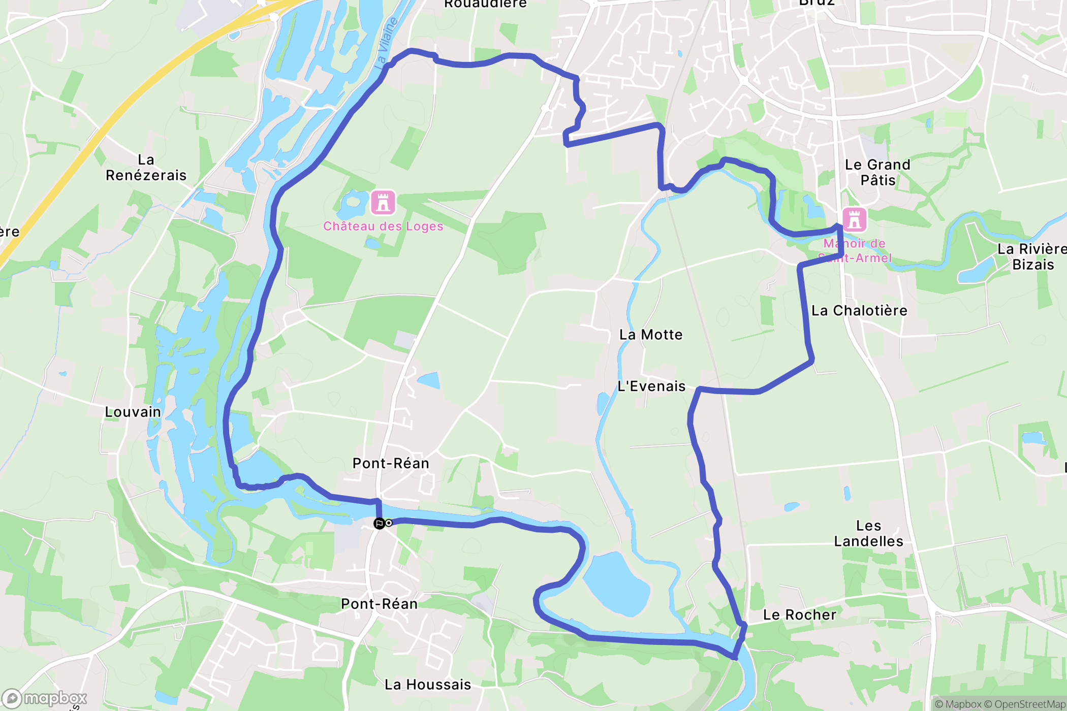 Guichen : carte du parcours de randonnée - France