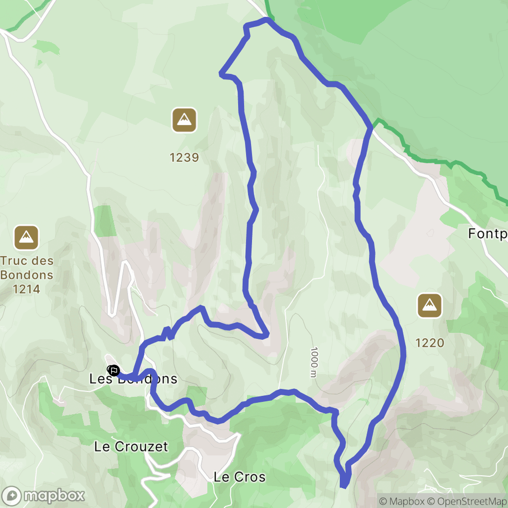 Les Bondons : carte du parcours de randonnée - France