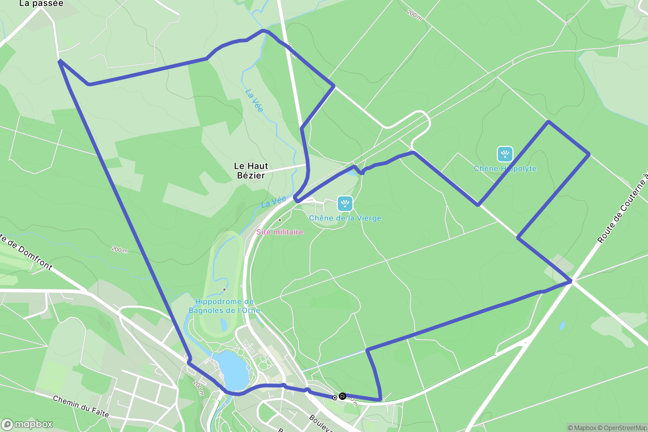 Bagnoles de l'Orne Normandie : carte du parcours de randonnée - France