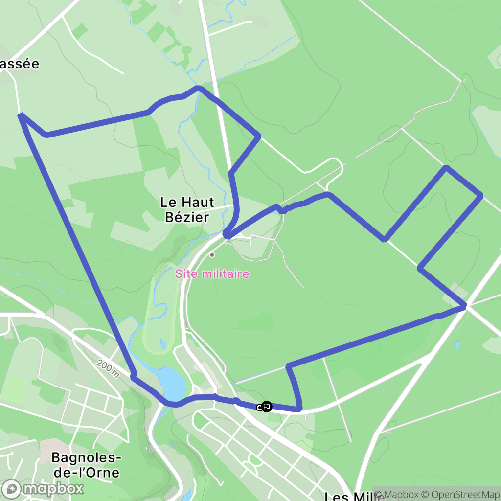 Bagnoles de l'Orne Normandie : carte du parcours de randonnée - France