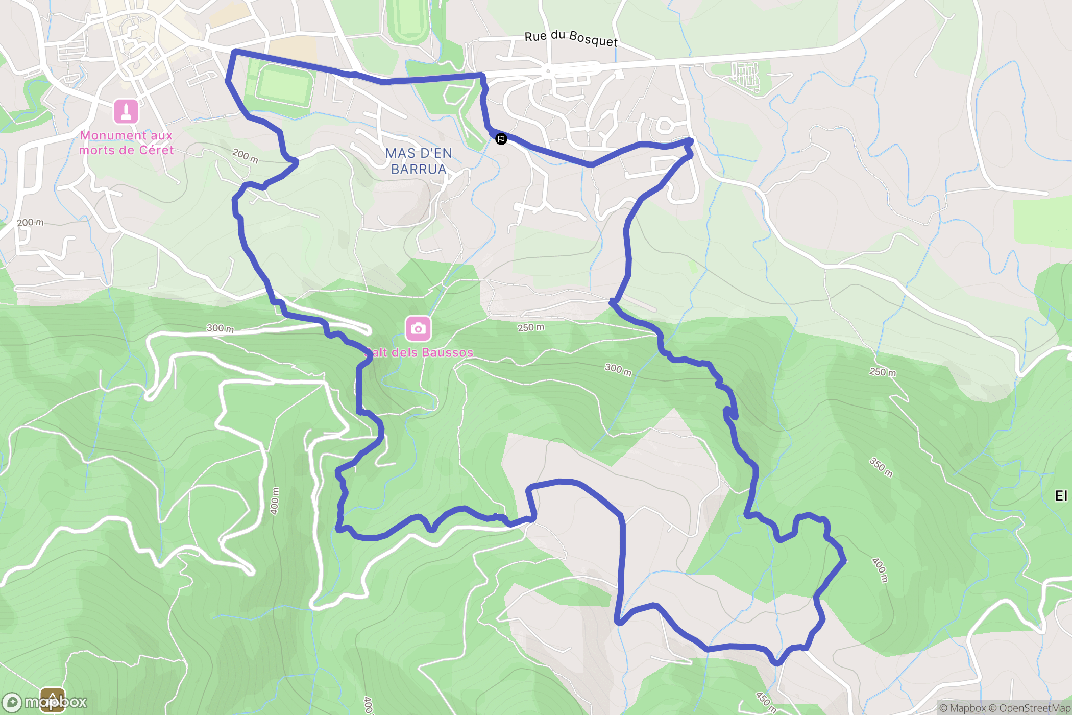 Céret : carte du parcours de randonnée - France