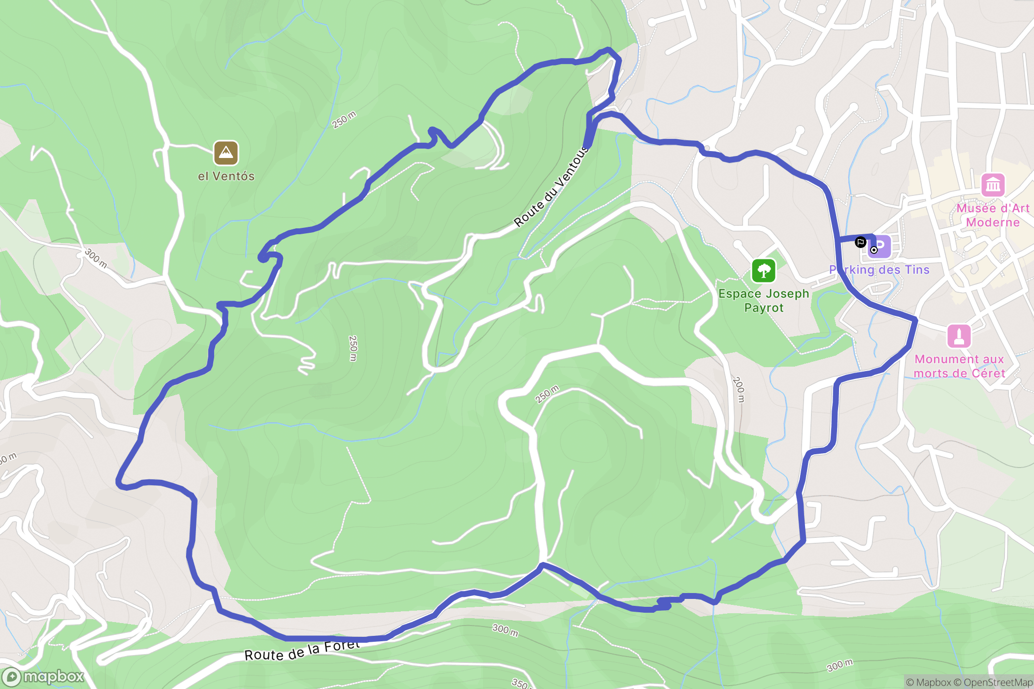 Céret : carte du parcours de randonnée - France