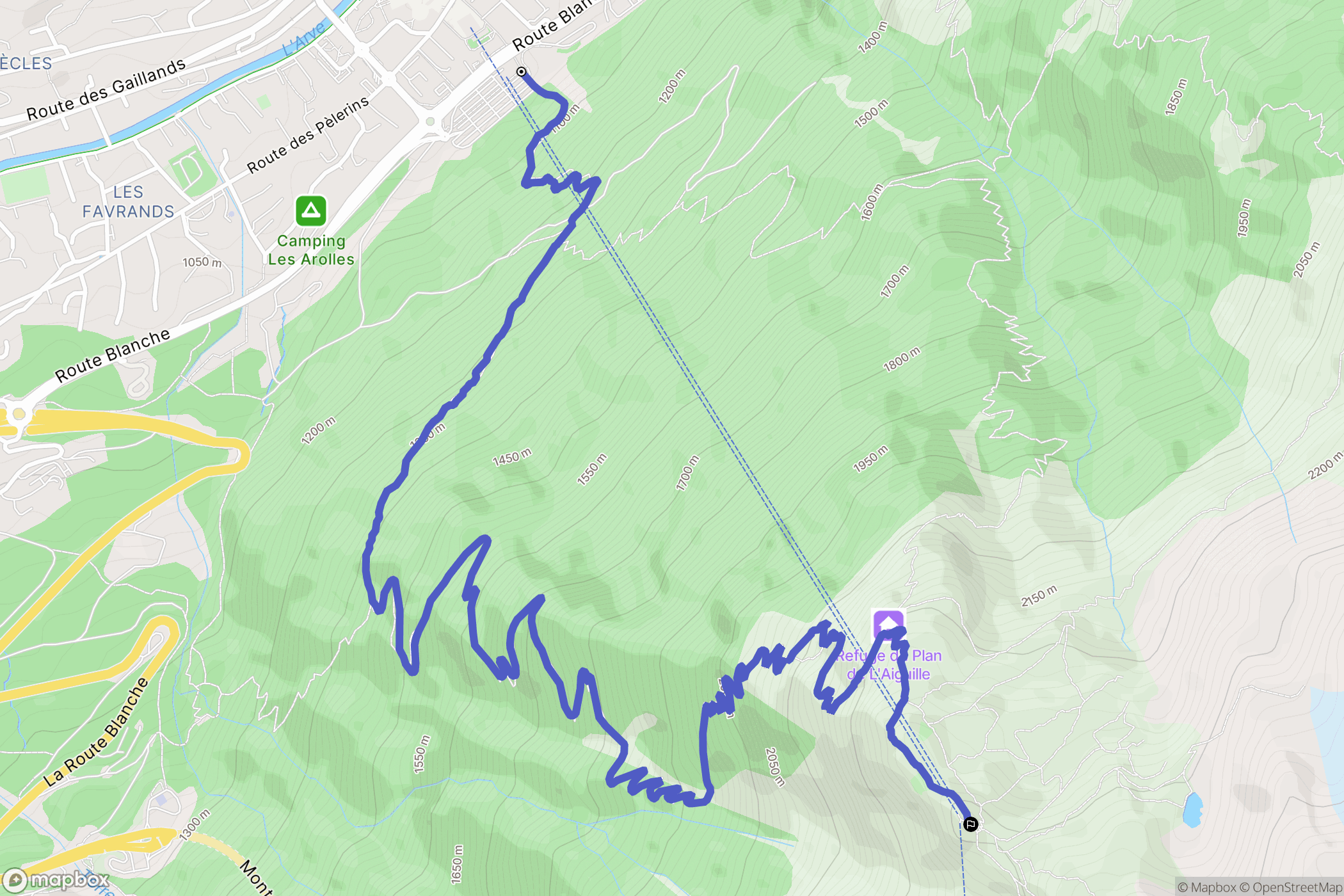 Chamonix-Mont-Blanc : carte du parcours de randonnée - France