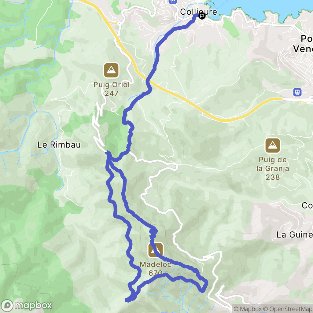 Collioure : carte du parcours de randonnée - France