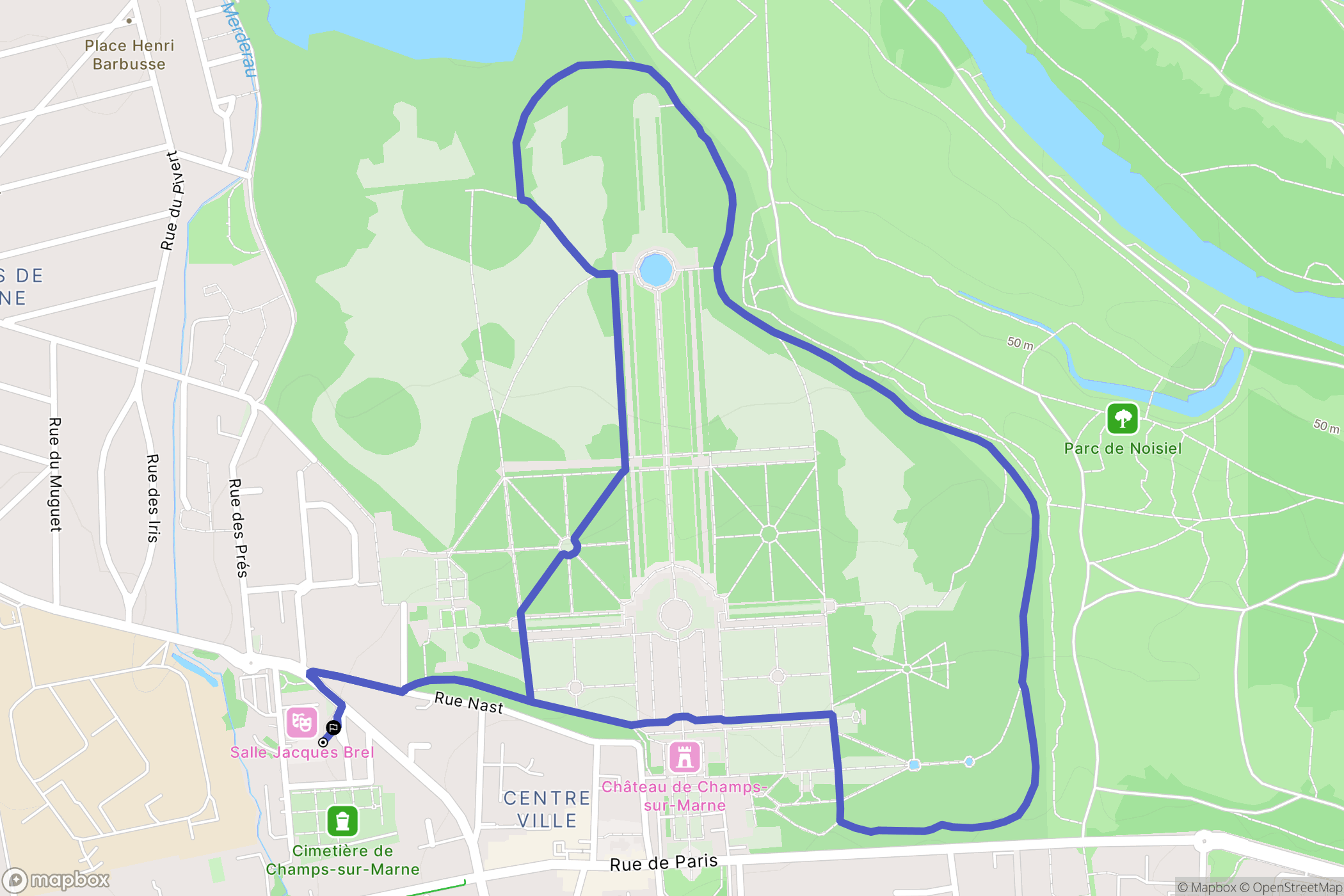 Champs-sur-Marne : carte du parcours de randonnée - France