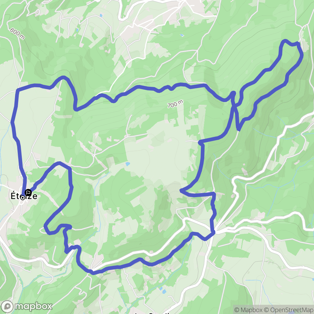 Eteize : carte du parcours de randonnée - France