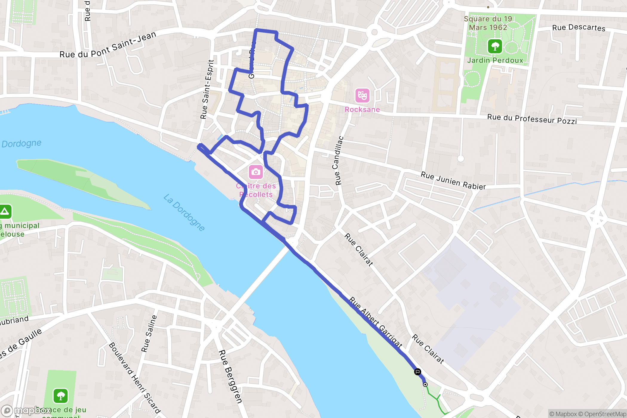 Bergerac : carte du parcours de randonnée - France