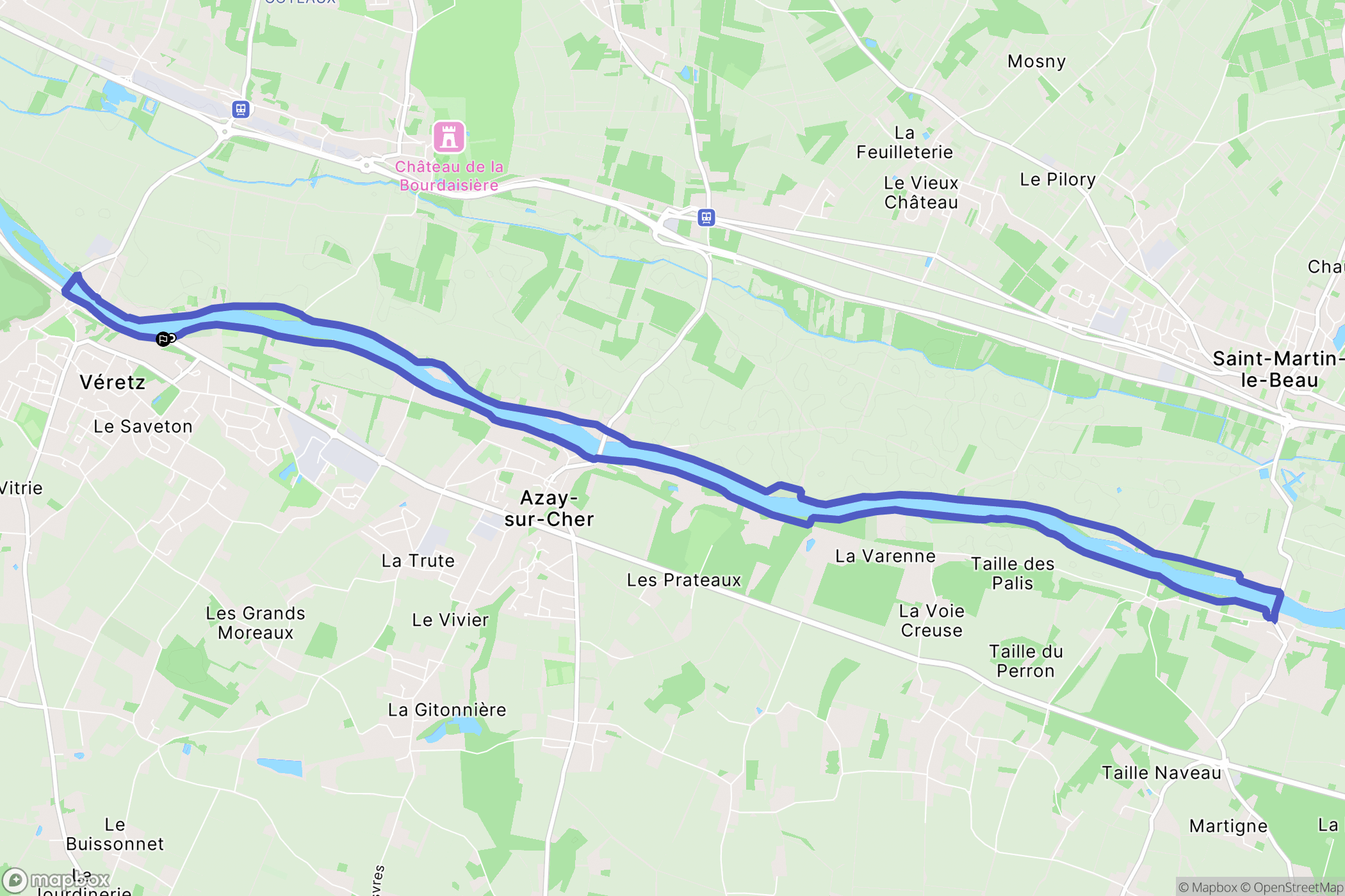 Véretz : carte du parcours de randonnée - France