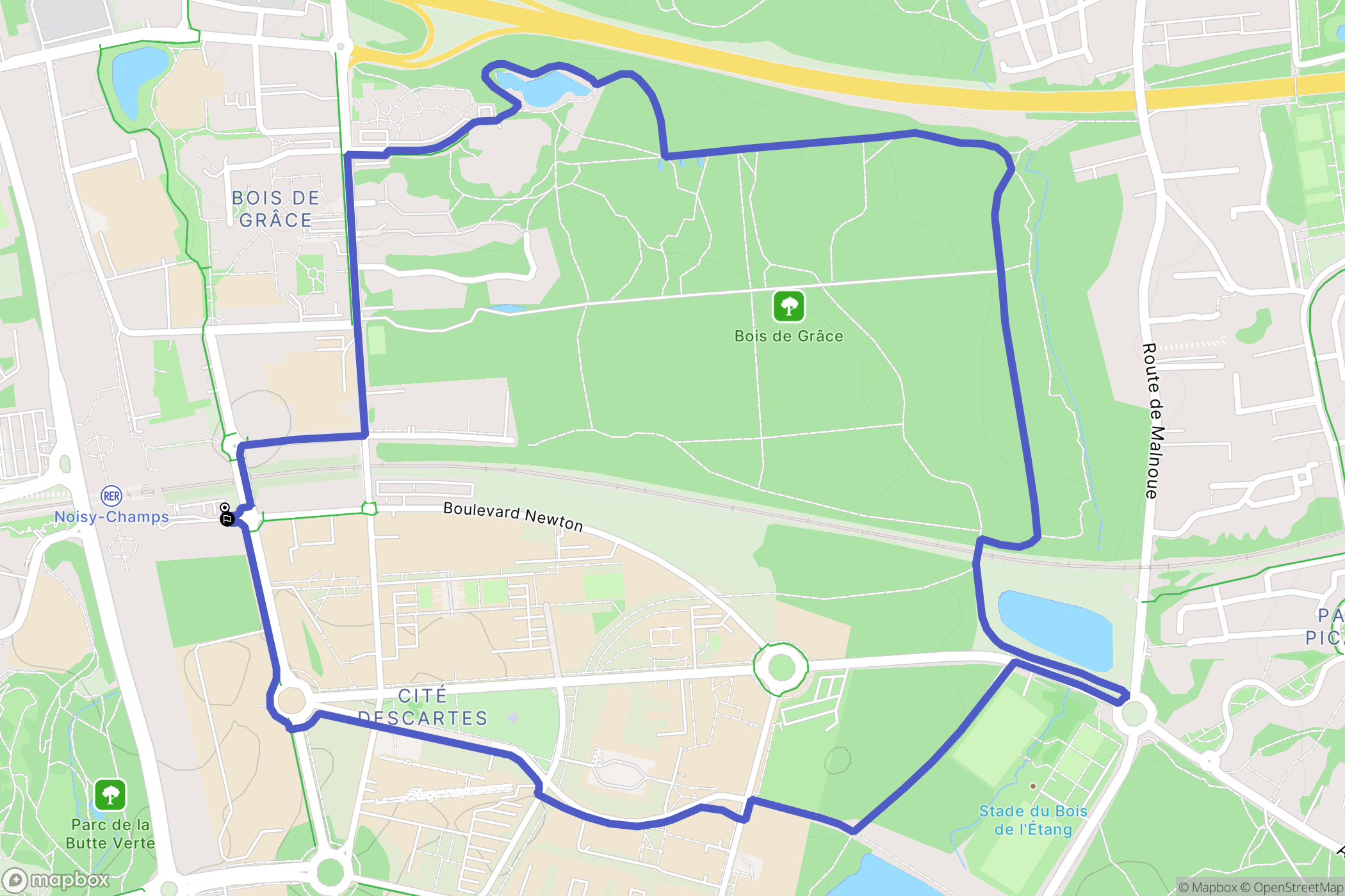 Champs-sur-Marne : carte du parcours de randonnée - France