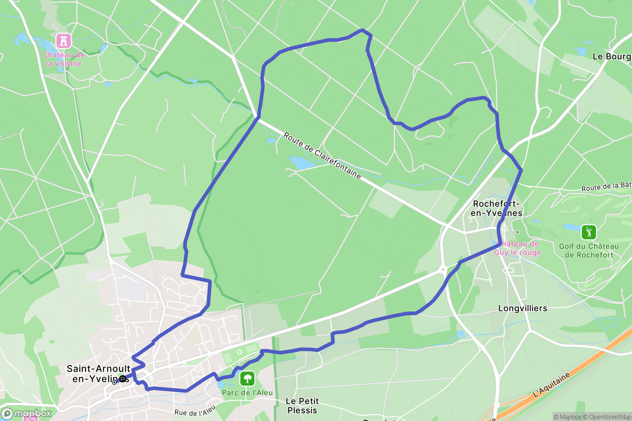 Saint-Arnoult-en-Yvelines : carte du parcours de randonnée - France