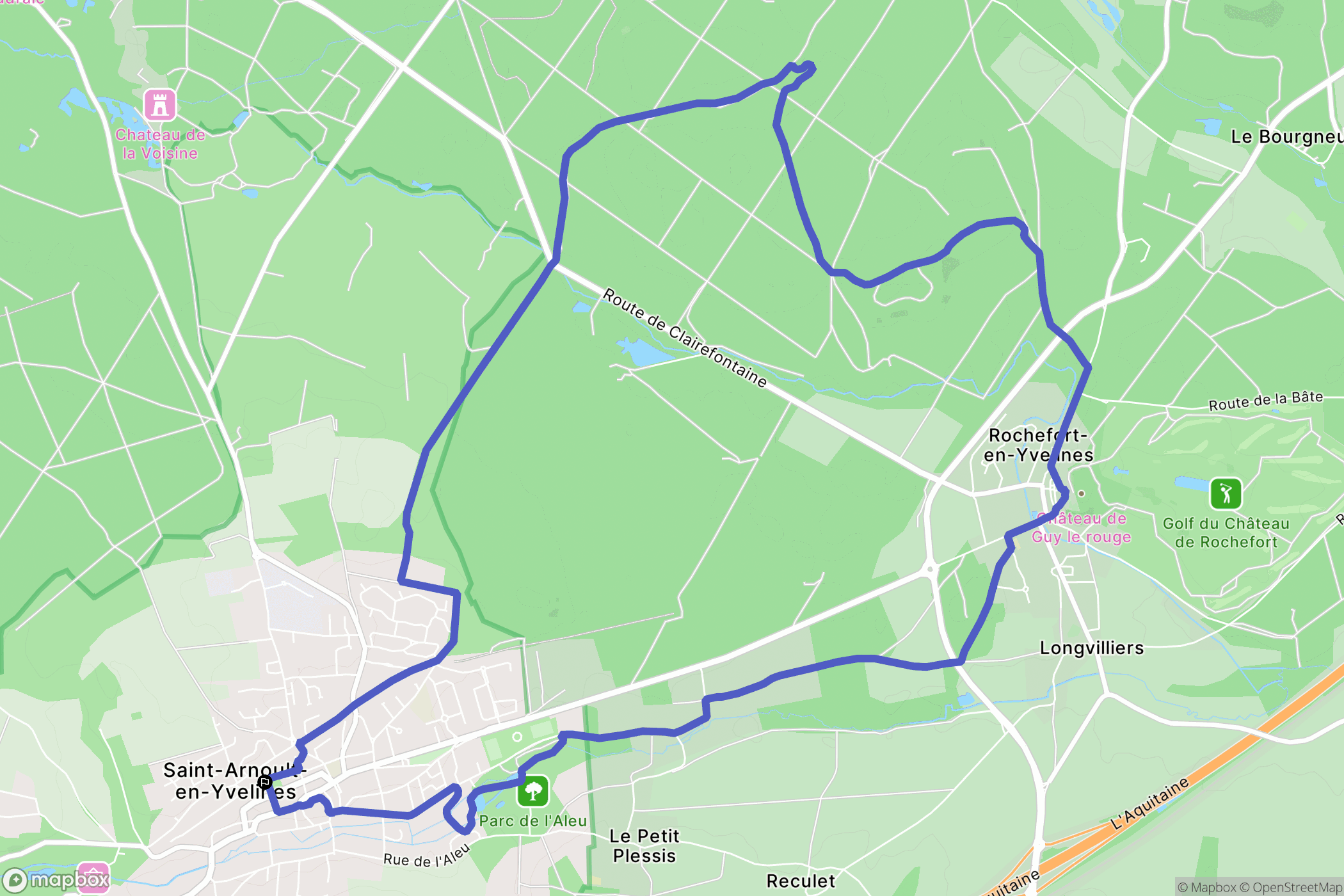 Saint-Arnoult-en-Yvelines : carte du parcours de randonnée - France