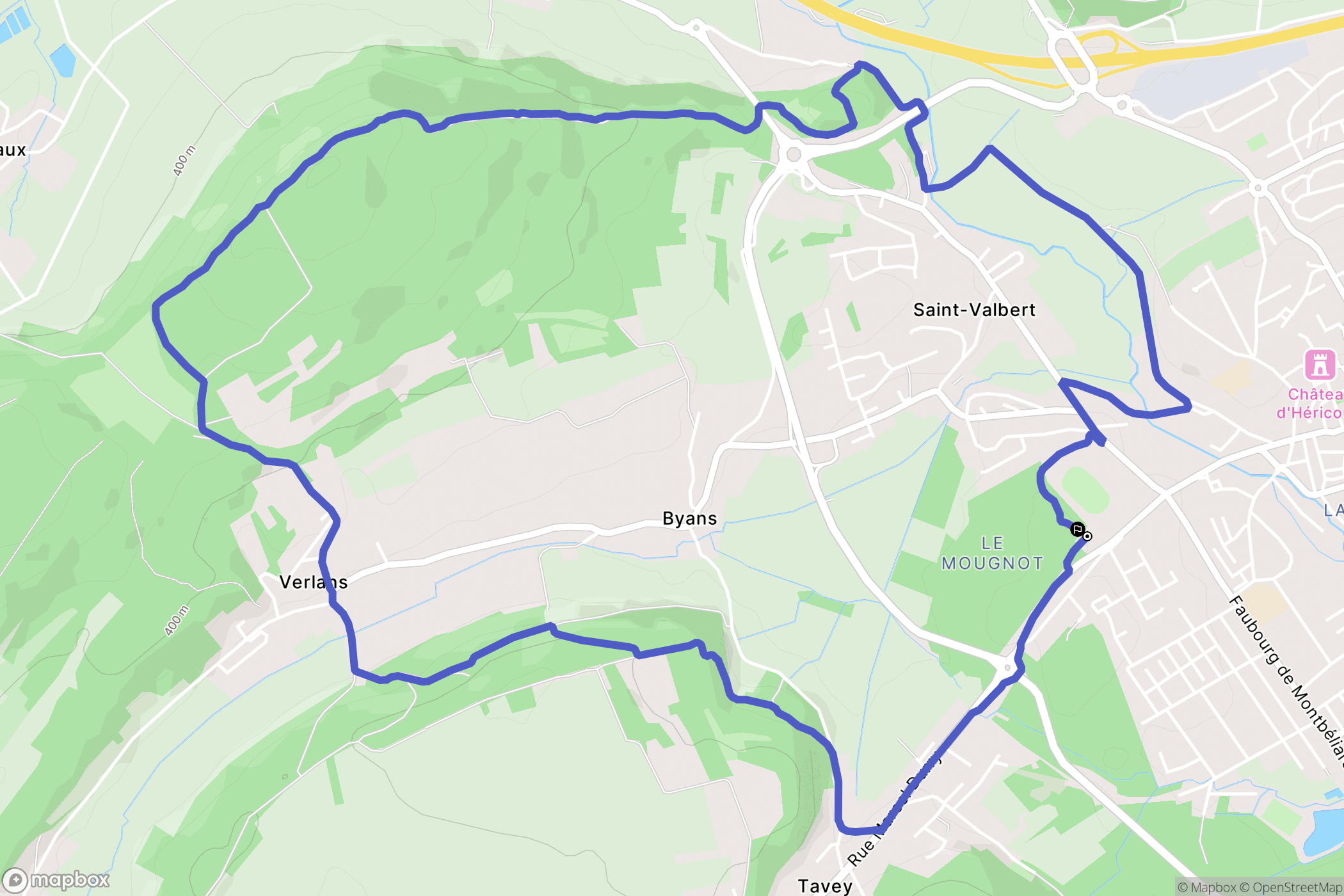 Héricourt : carte du parcours de randonnée - France