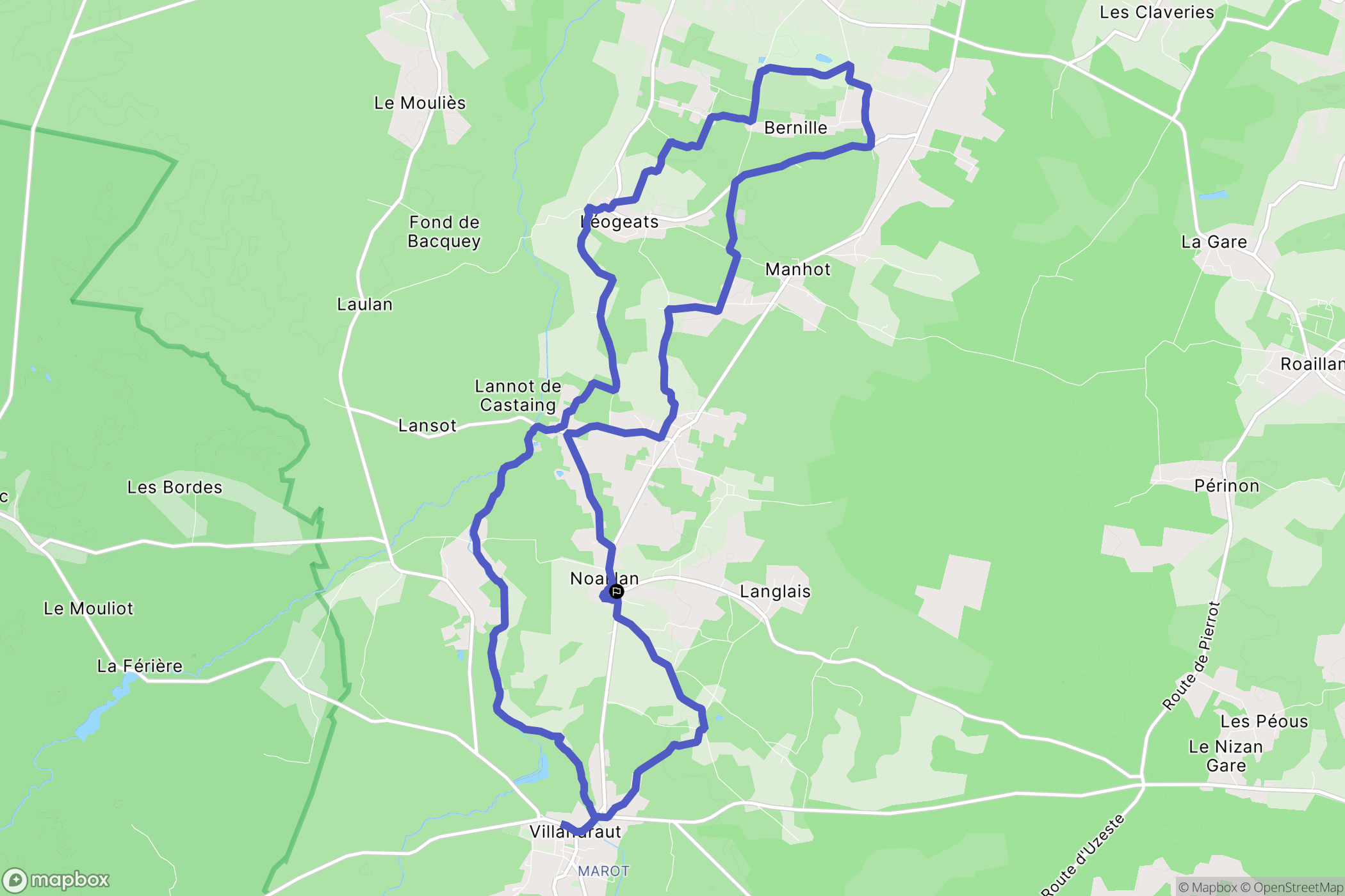 Noaillan : carte du parcours de randonnée - France