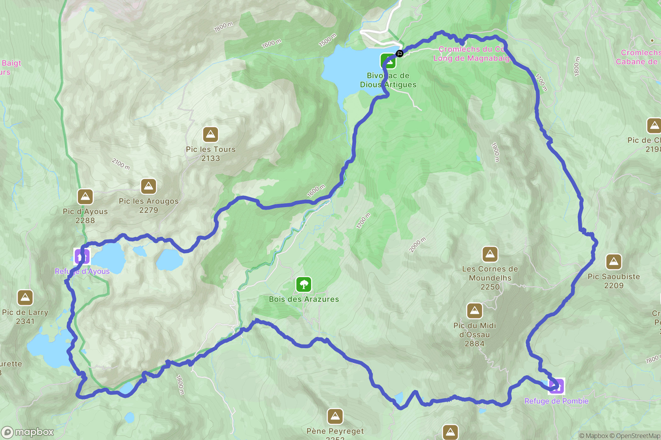 Laruns : carte du parcours de randonnée - France