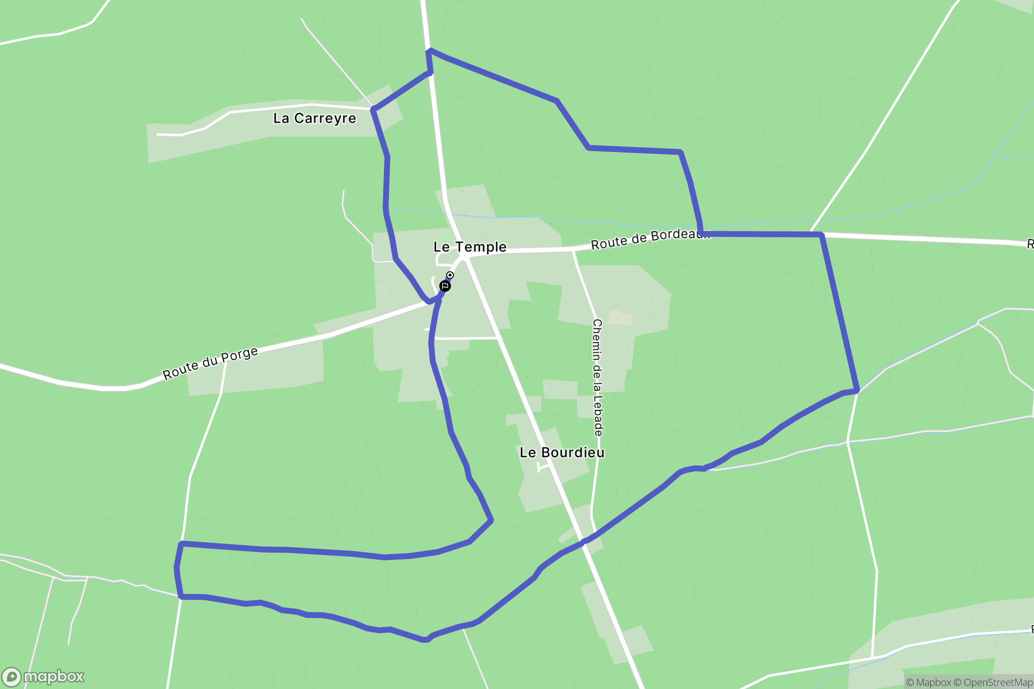 Le Temple : carte du parcours de randonnée - France