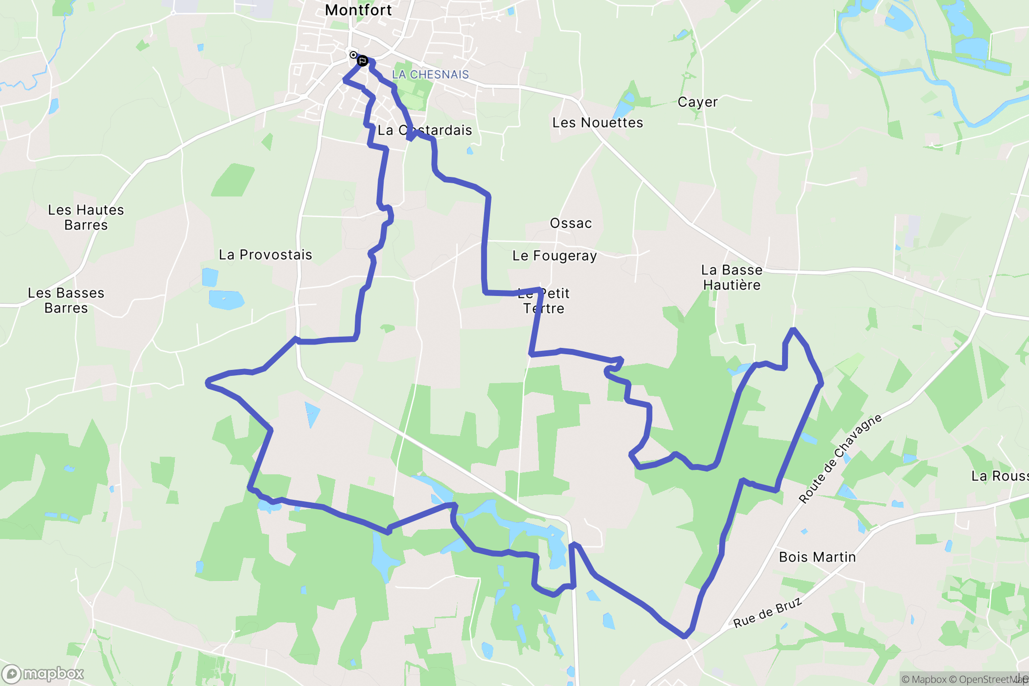 Bréal-sous-Montfort : carte du parcours de randonnée - France