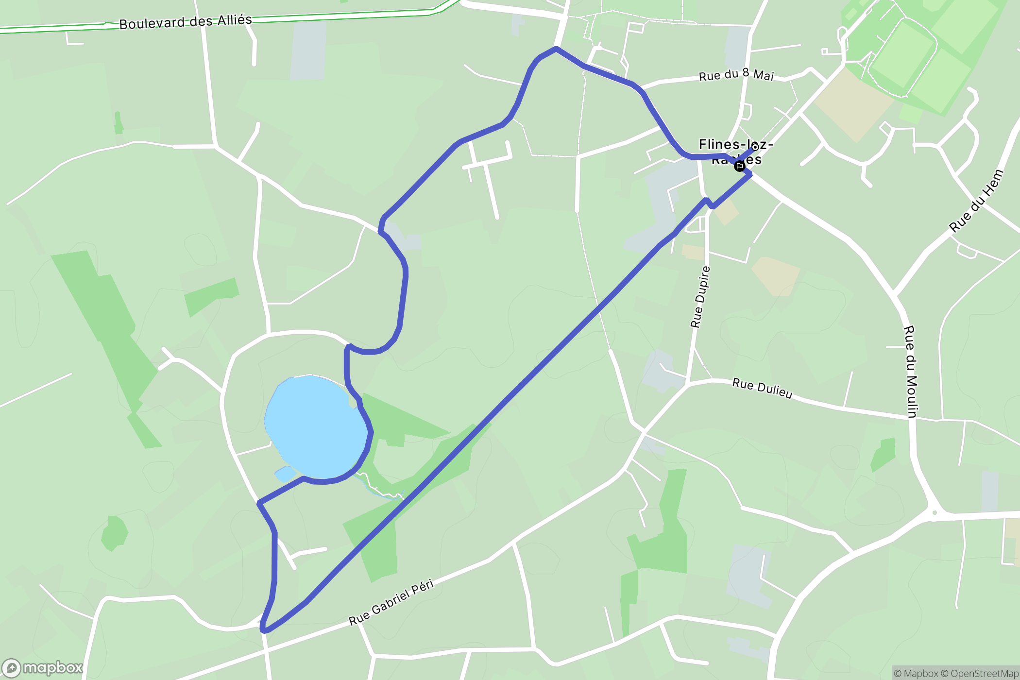 Flines-lez-Raches : carte du parcours de randonnée - France