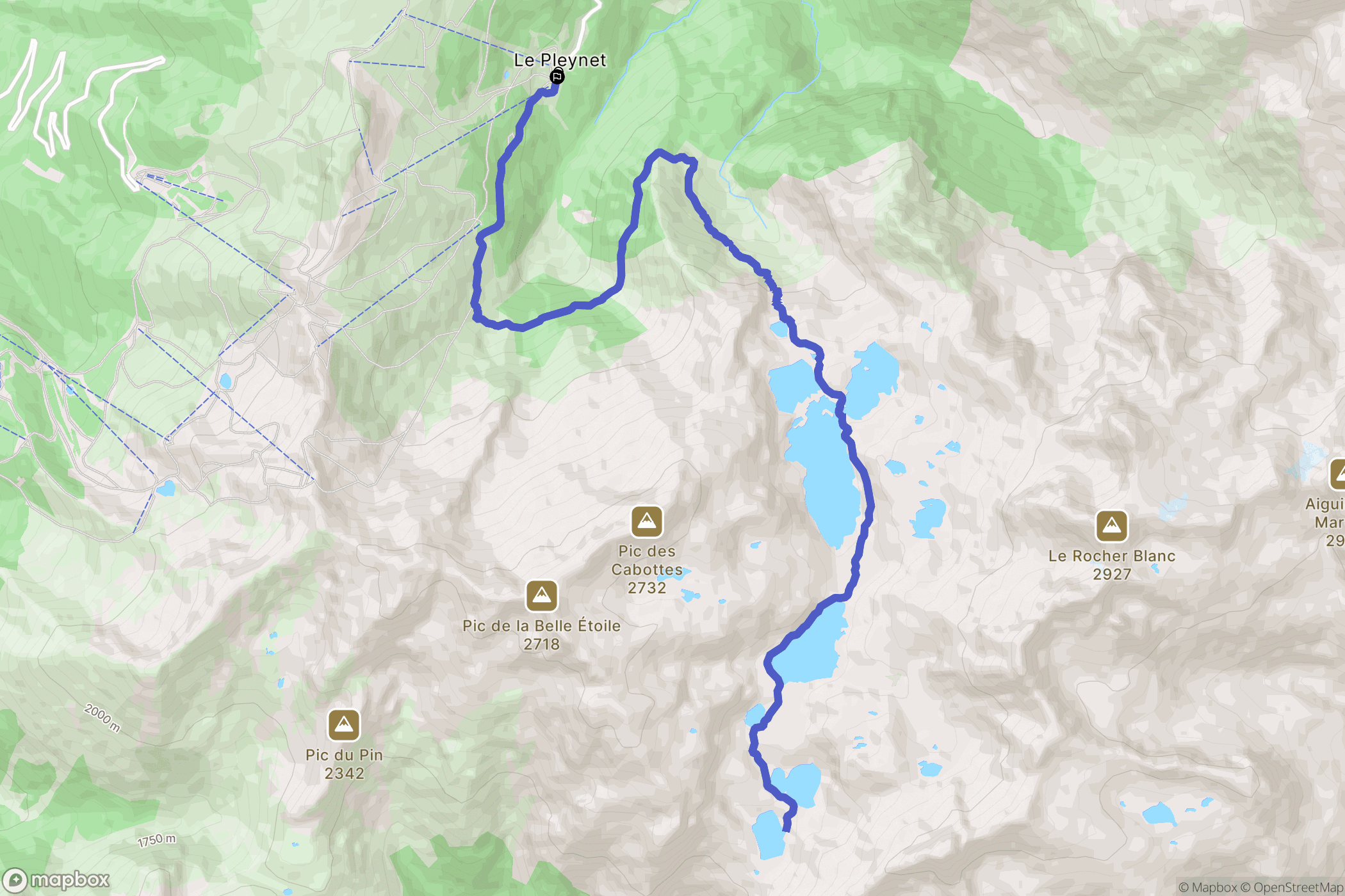 Le Haut-Bréda : carte du parcours de randonnée - France