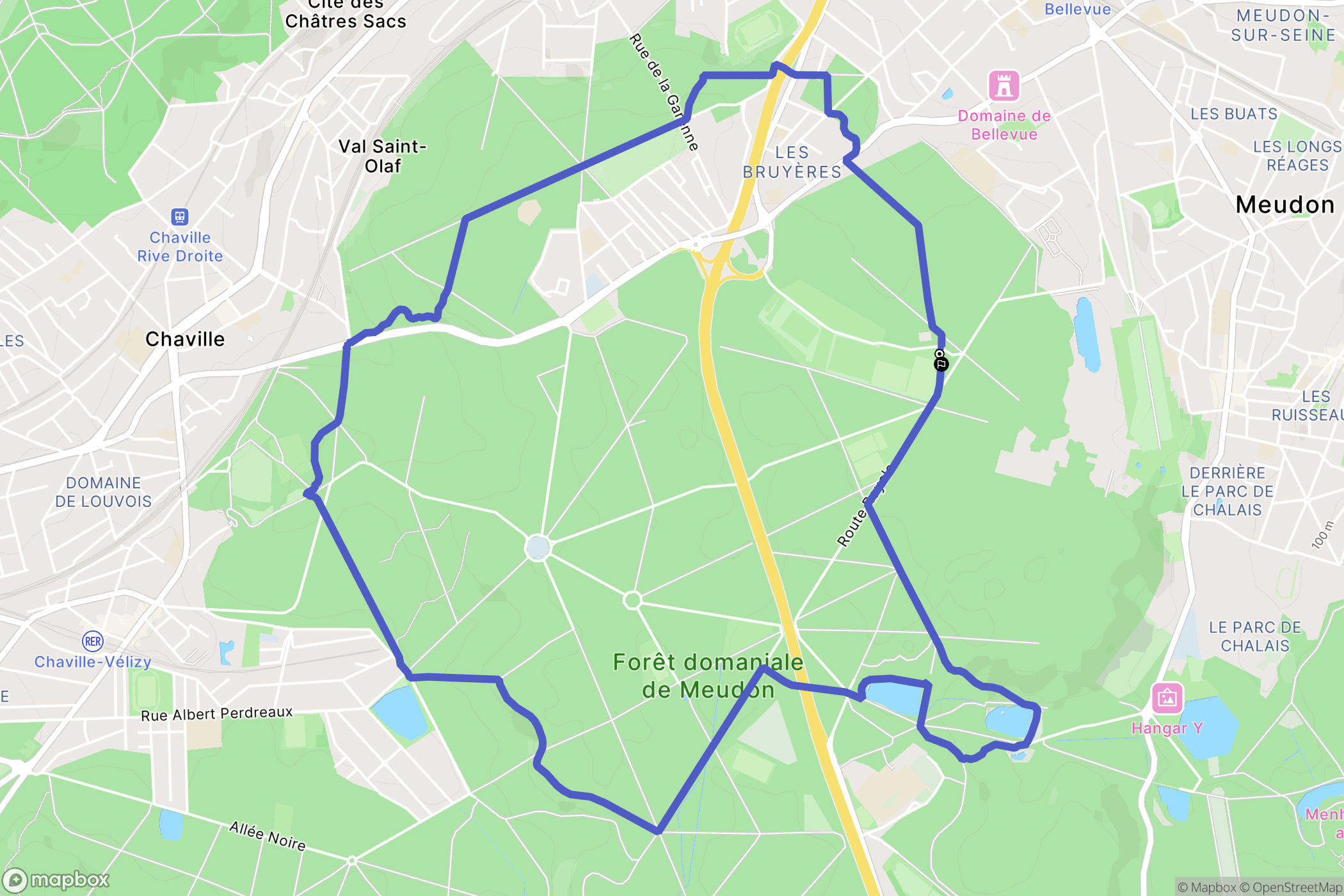 Meudon : carte du parcours de randonnée - France