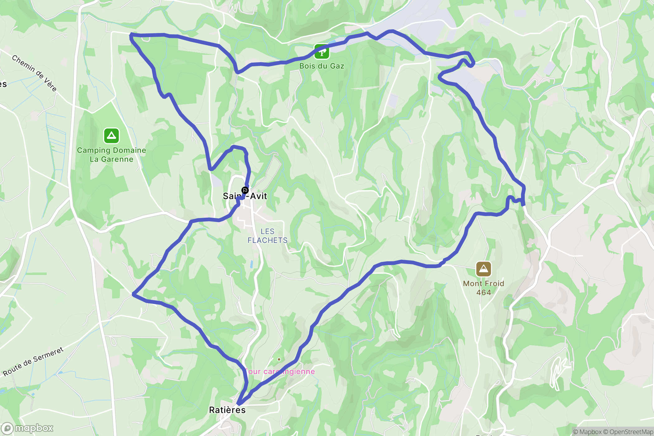 Saint-Avit : carte du parcours de randonnée - France