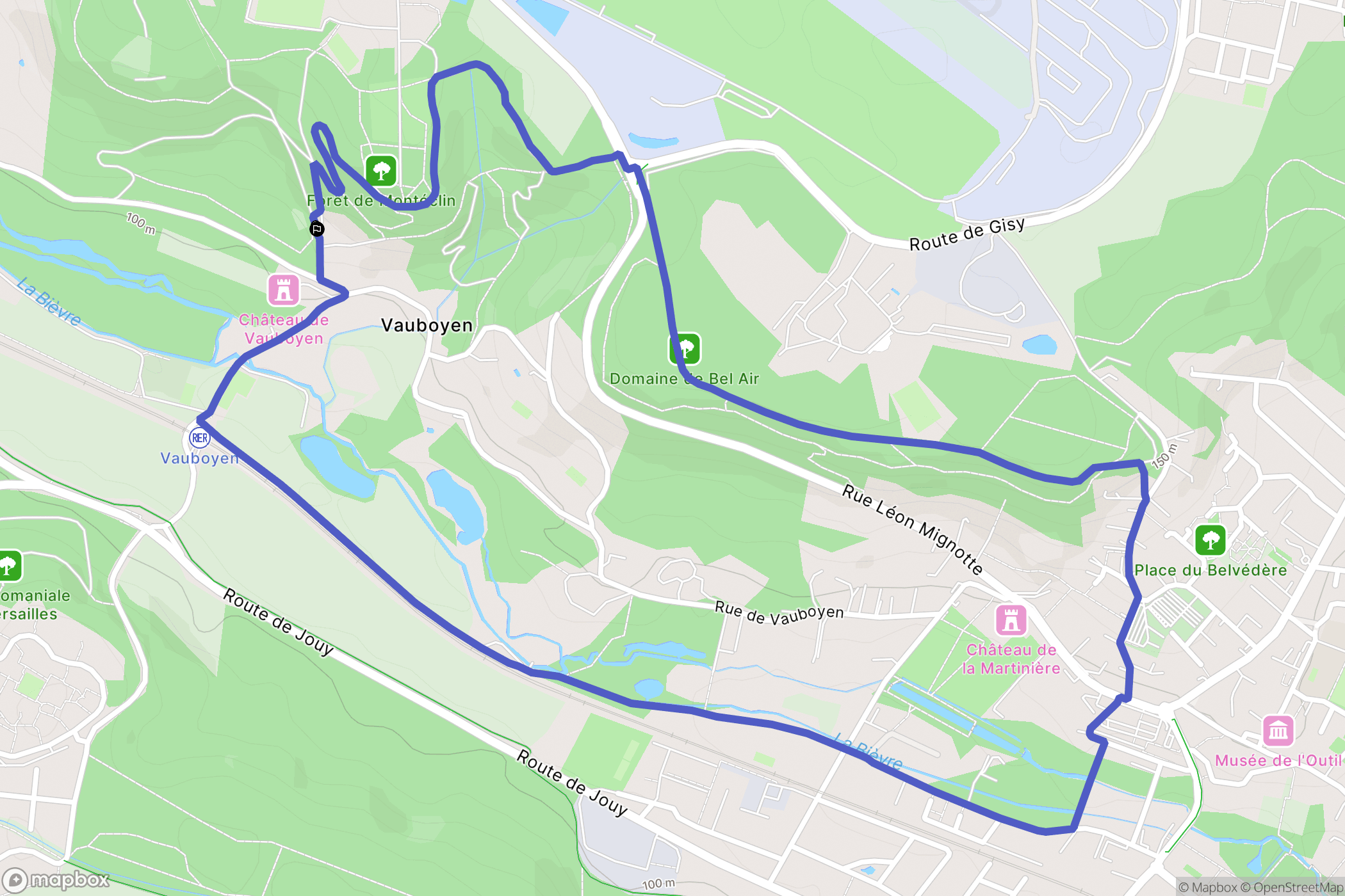 Bièvres : carte du parcours de randonnée - France