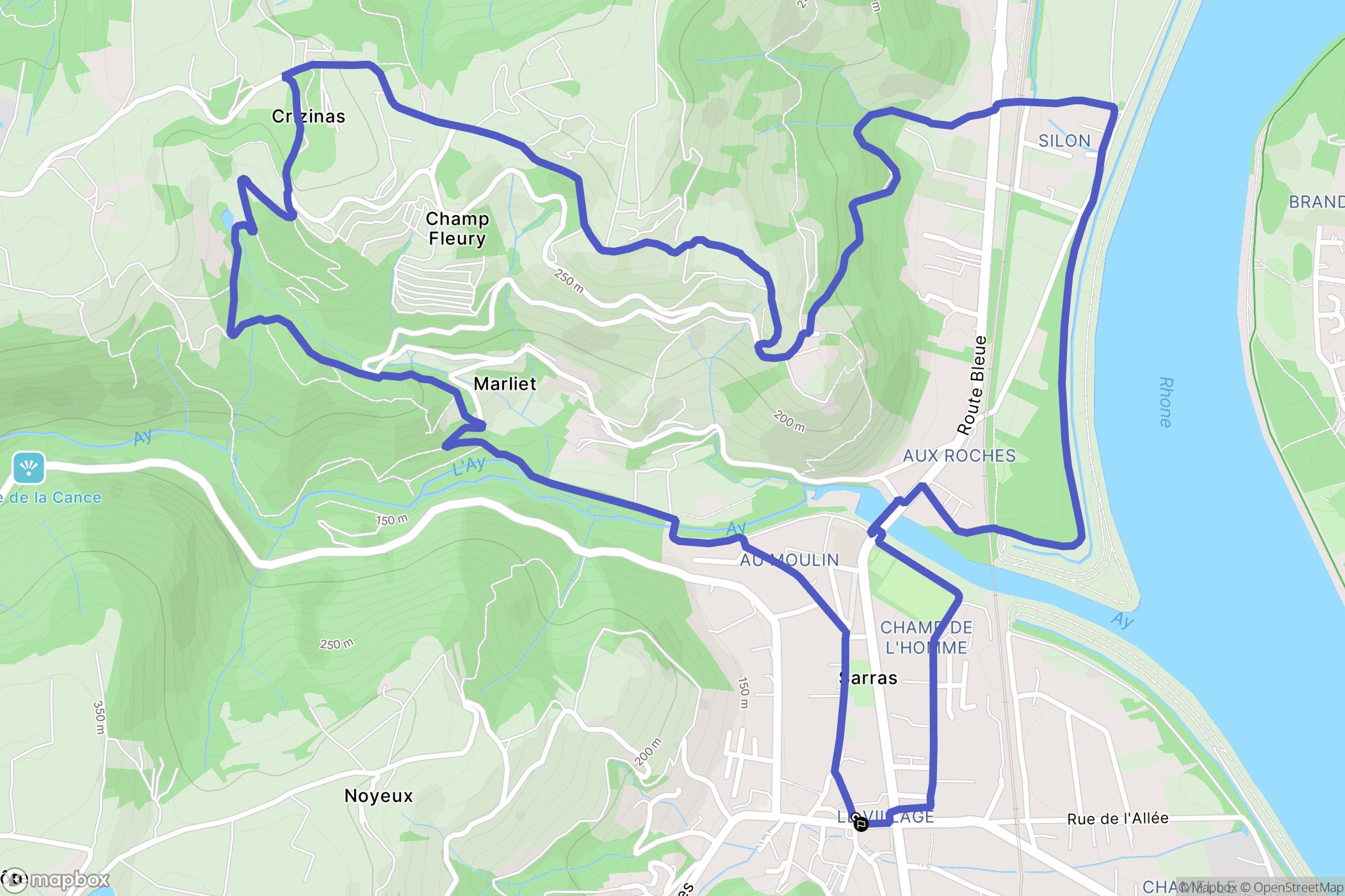 Sarras : carte du parcours de randonnée - France