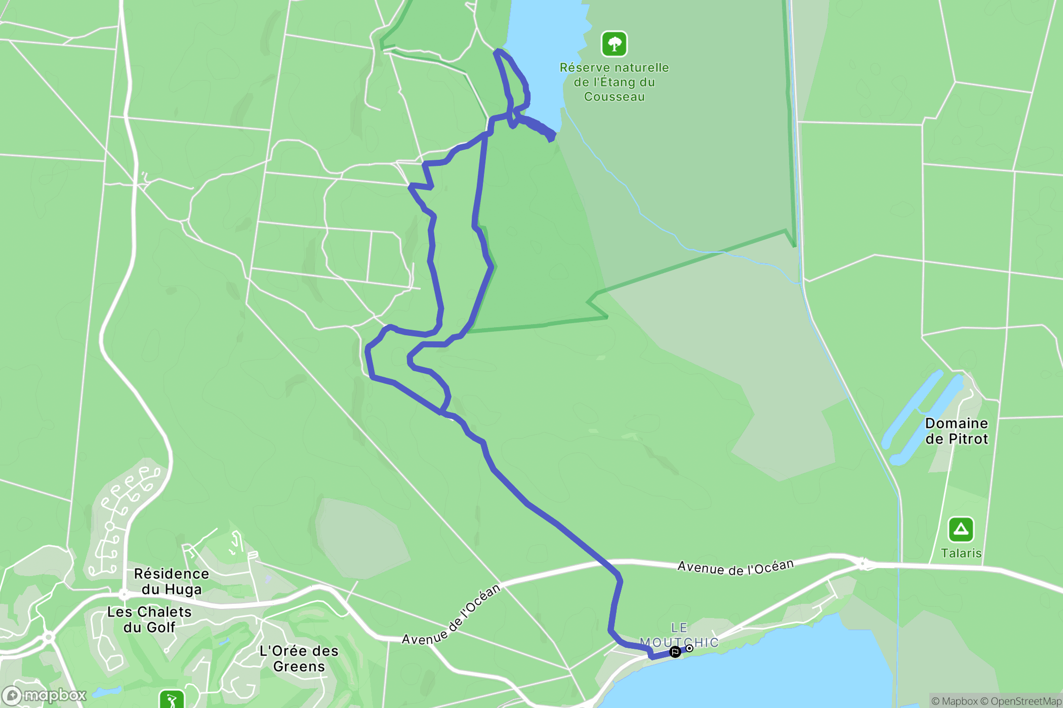 Lacanau : carte du parcours de randonnée - France