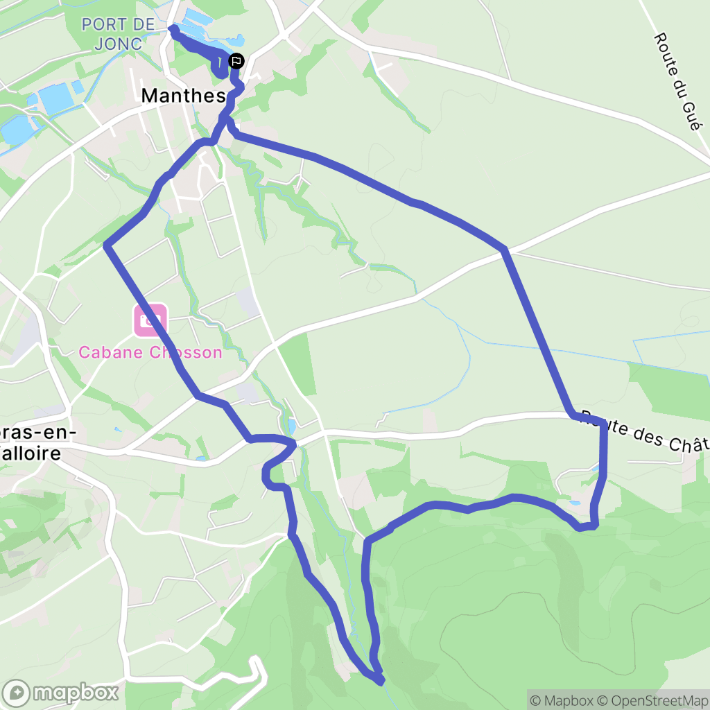 Manthes : carte du parcours de randonnée - France