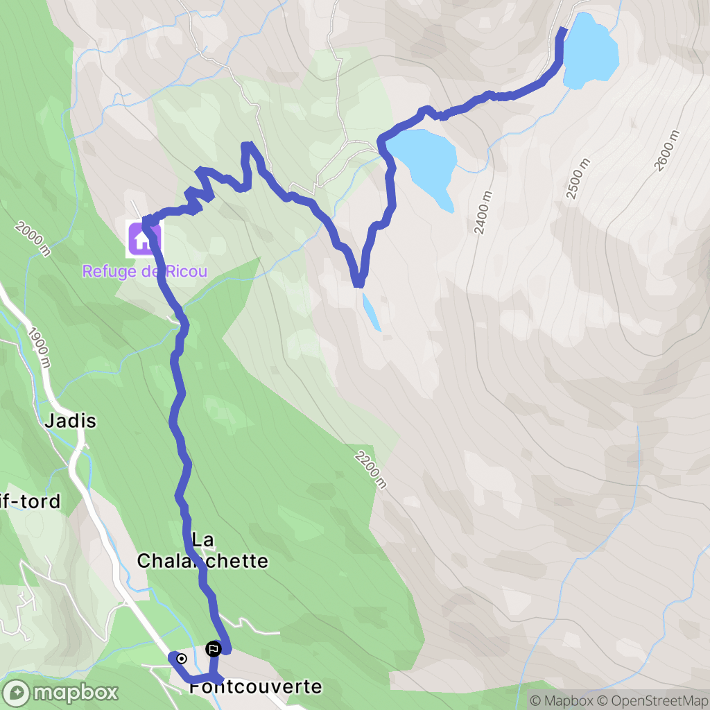 Névache : carte du parcours de randonnée - France