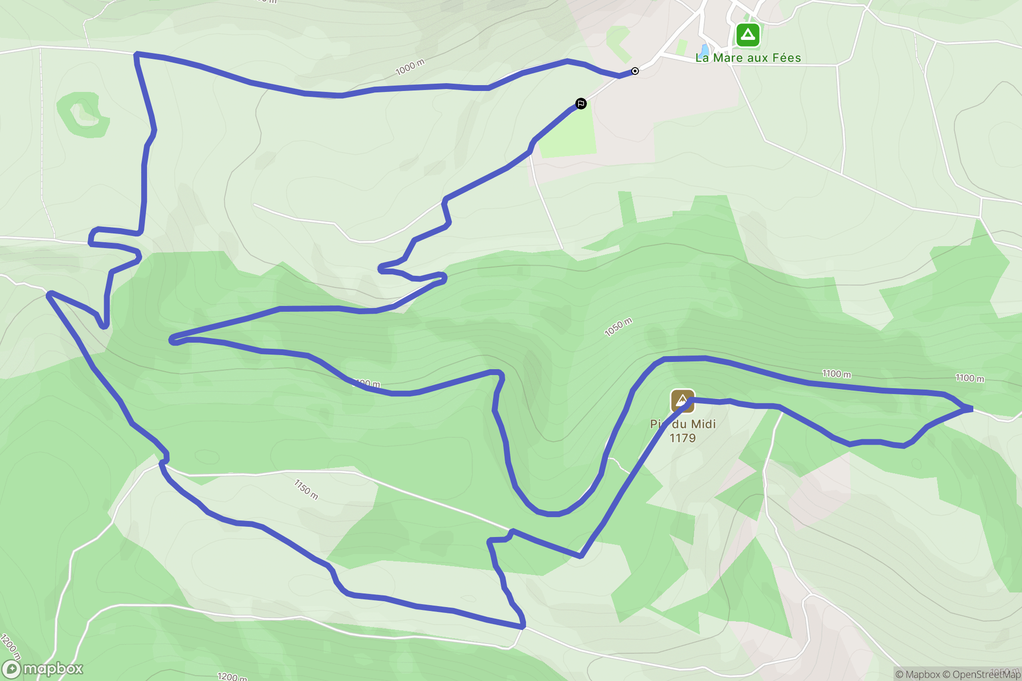 Roquefeuil : carte du parcours de randonnée - France
