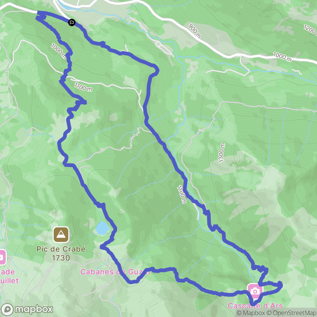 Aulus-les-Bains : carte du parcours de randonnée - France