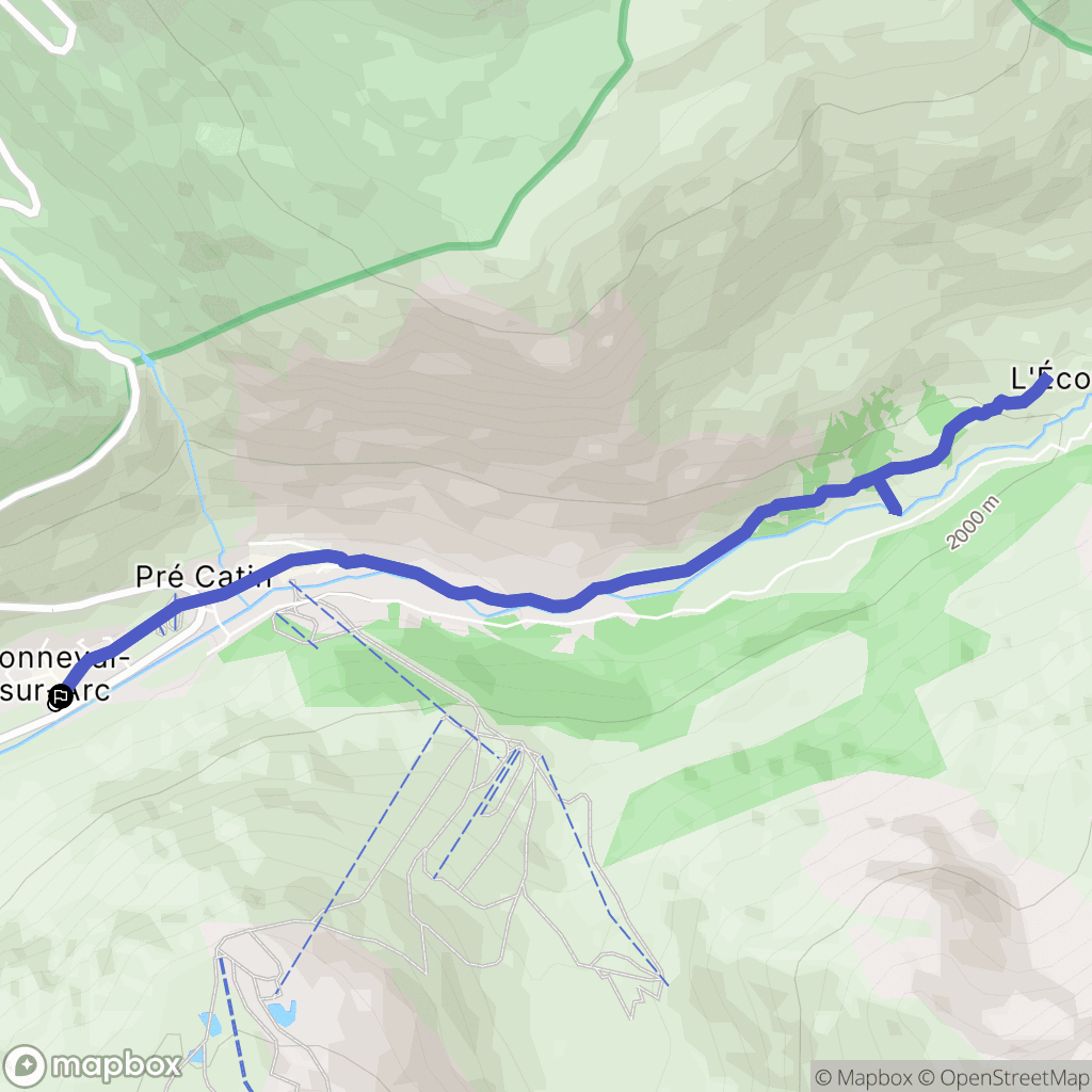 Bonneval-sur-Arc : carte du parcours de randonnée - France