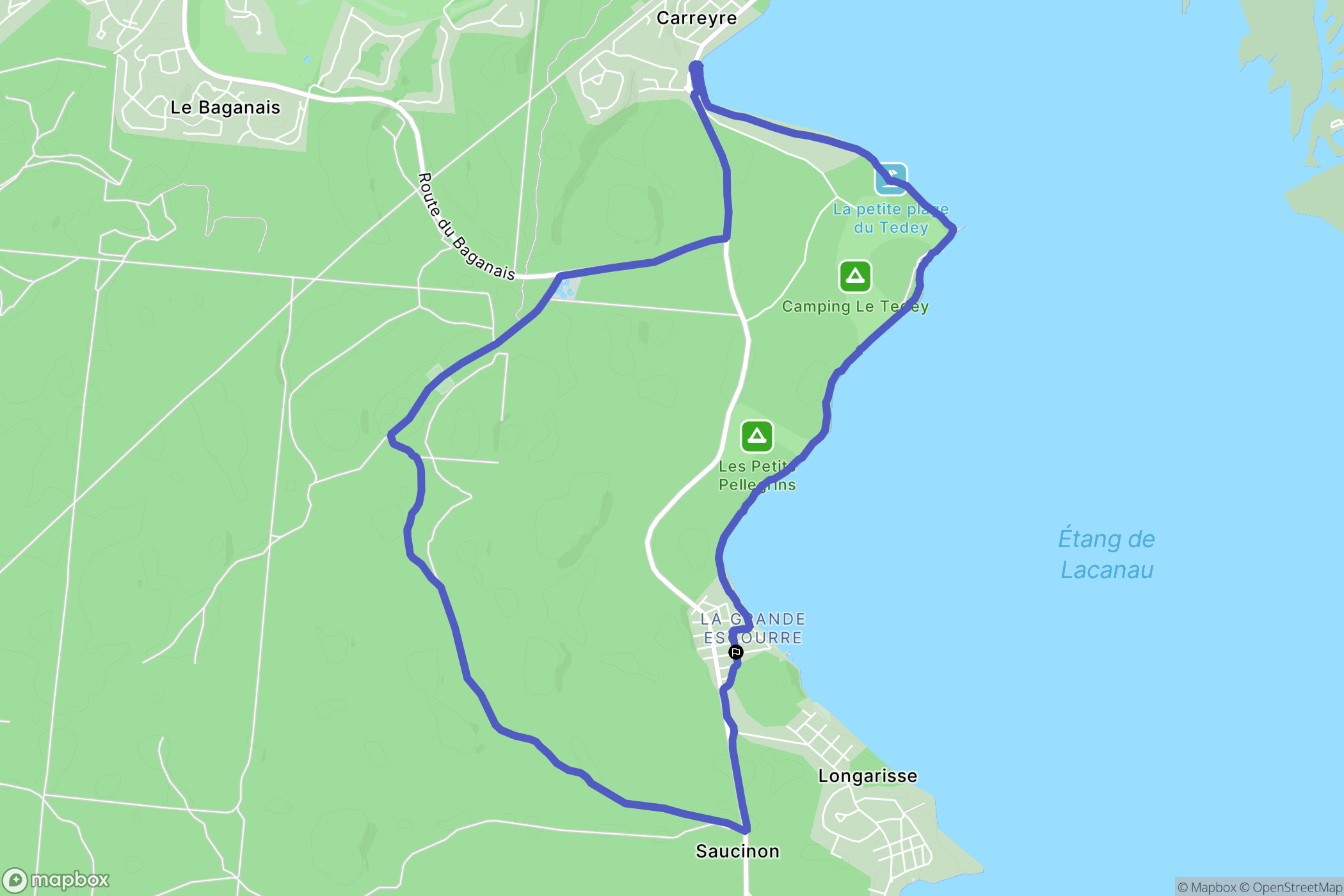 Lacanau : carte du parcours de randonnée - France