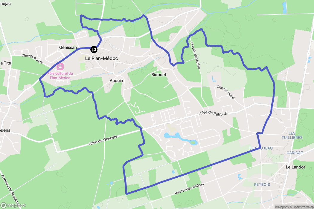 Le Pian-Médoc : carte du parcours de randonnée - France