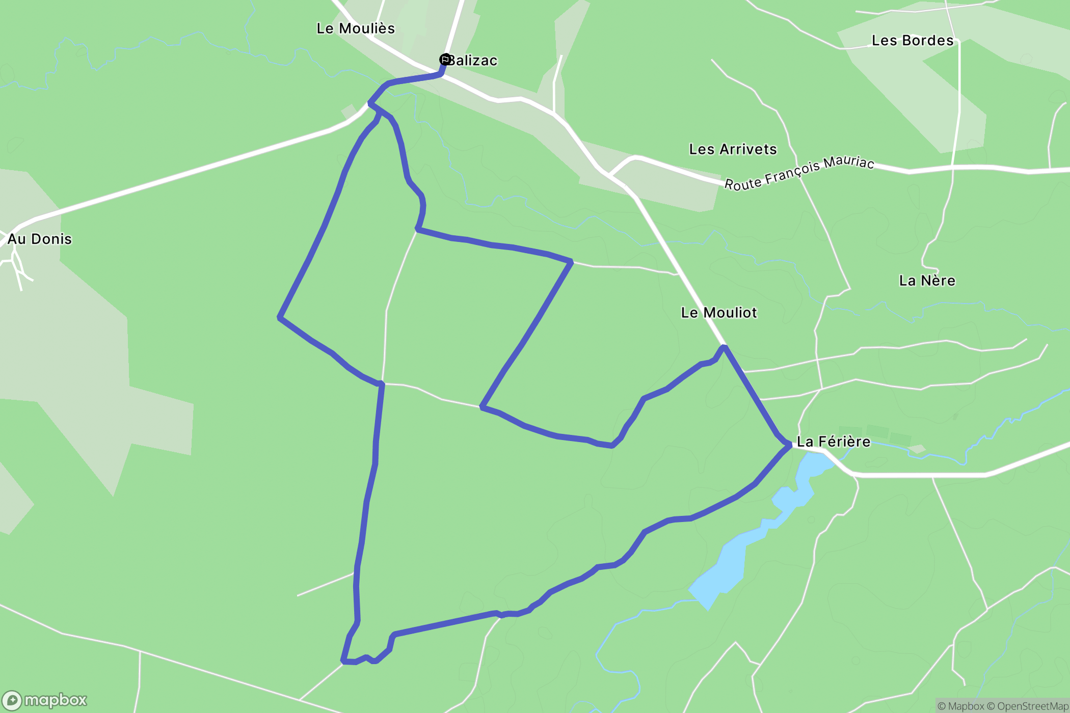 Balizac : carte du parcours de randonnée - France
