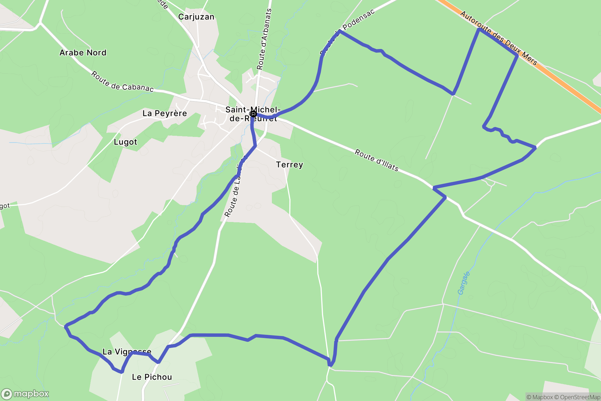 Saint-Michel-de-Rieufret : carte du parcours de randonnée - France