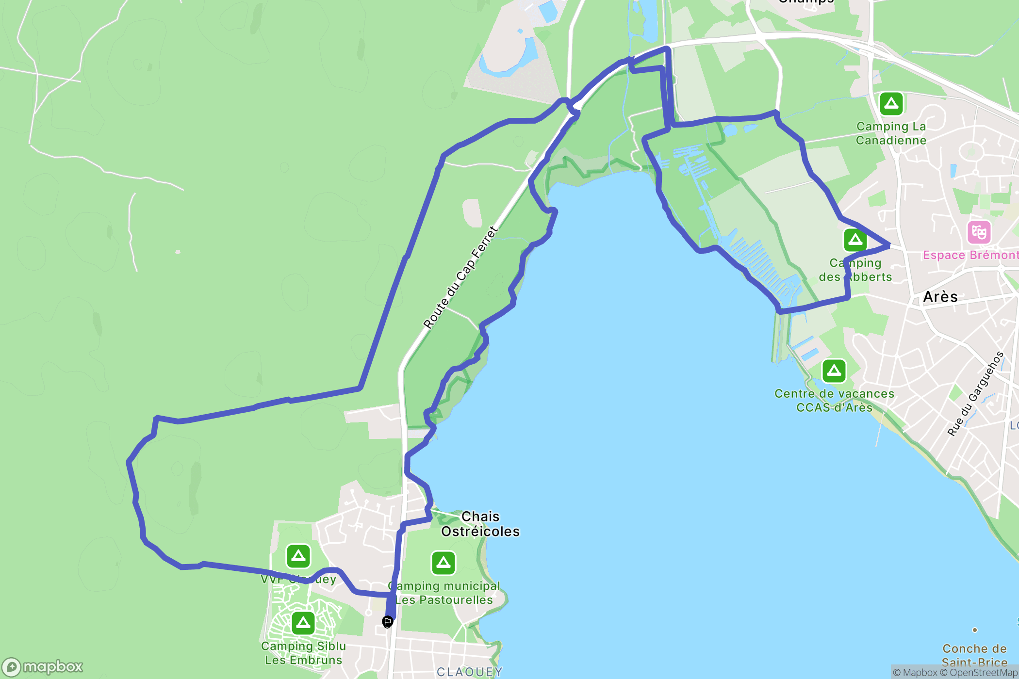 Lège-Cap-Ferret : carte du parcours de randonnée - France