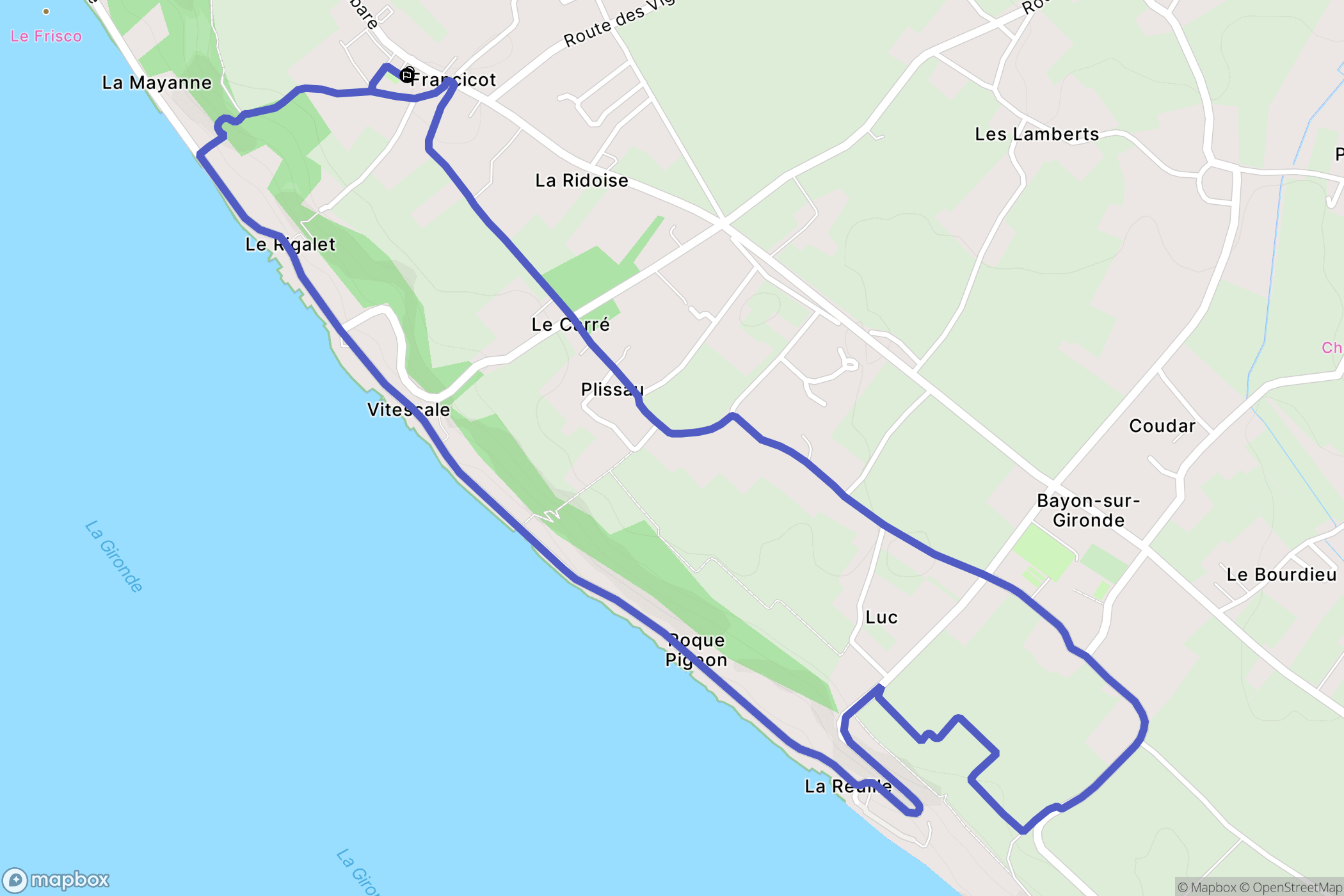 Gauriac : carte du parcours de randonnée - France