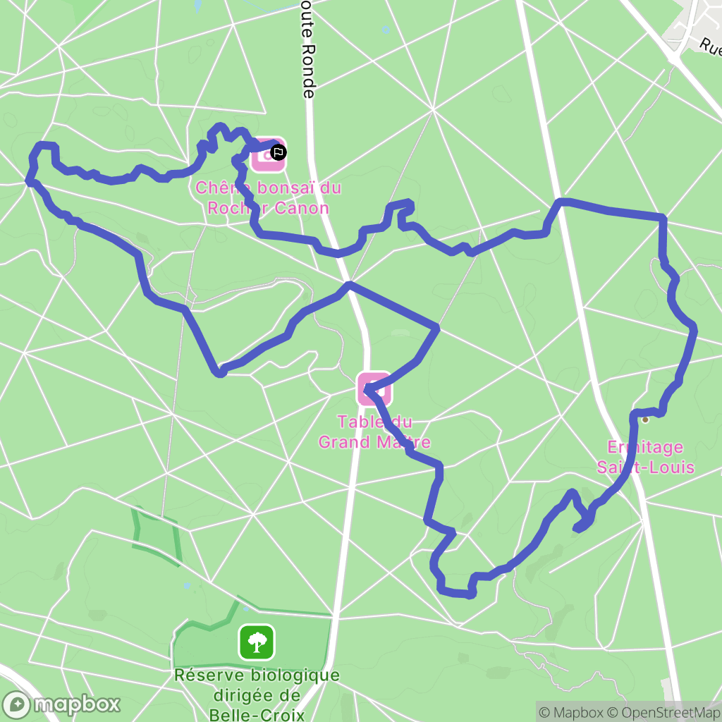 Fontainebleau : carte du parcours de randonnée - France